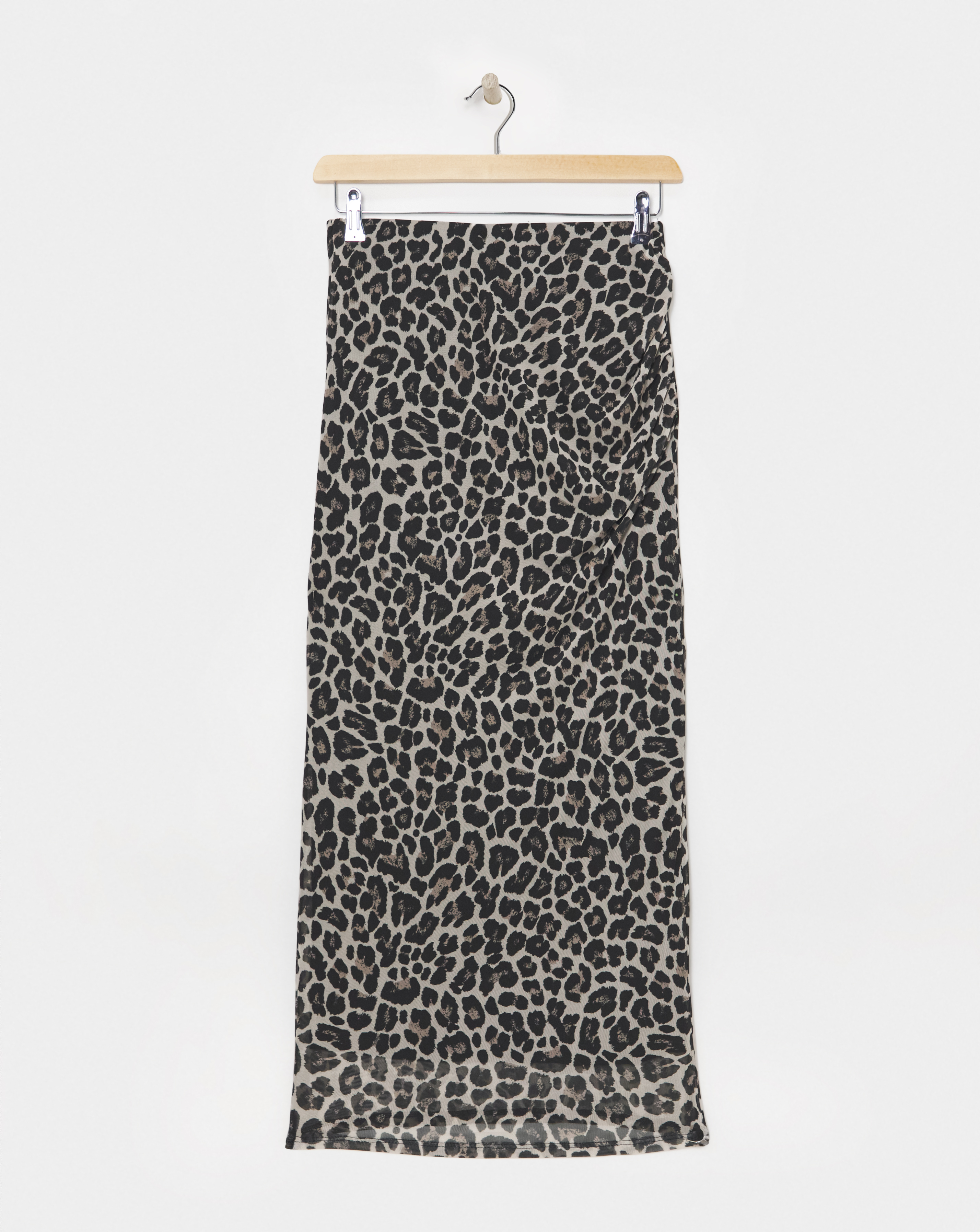 Mesh Rushed Column Skirt