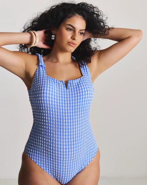 Magisculpt Gingham Shoulder Tie Swimsuit