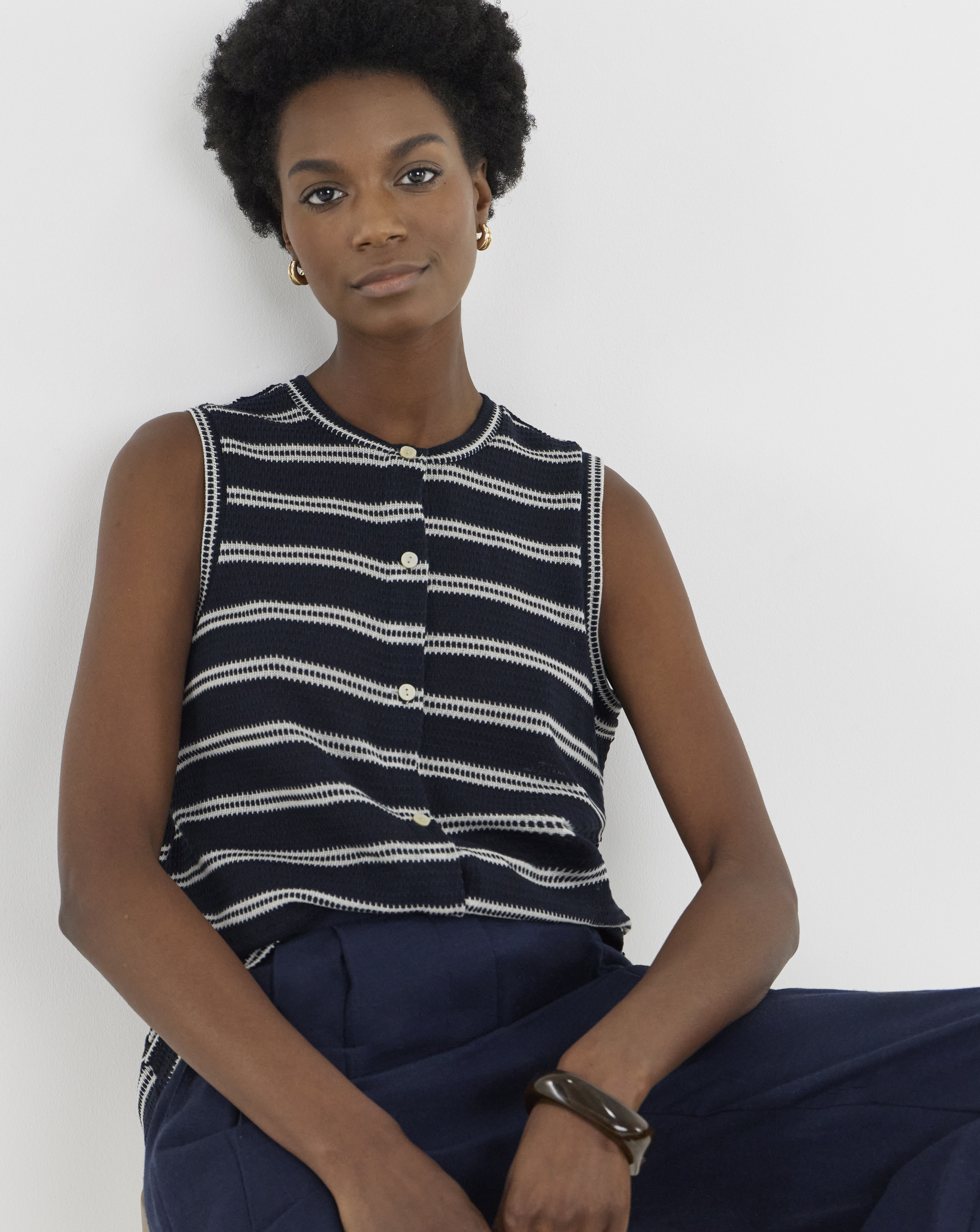 Crochet Sleeveless Button Through Top
