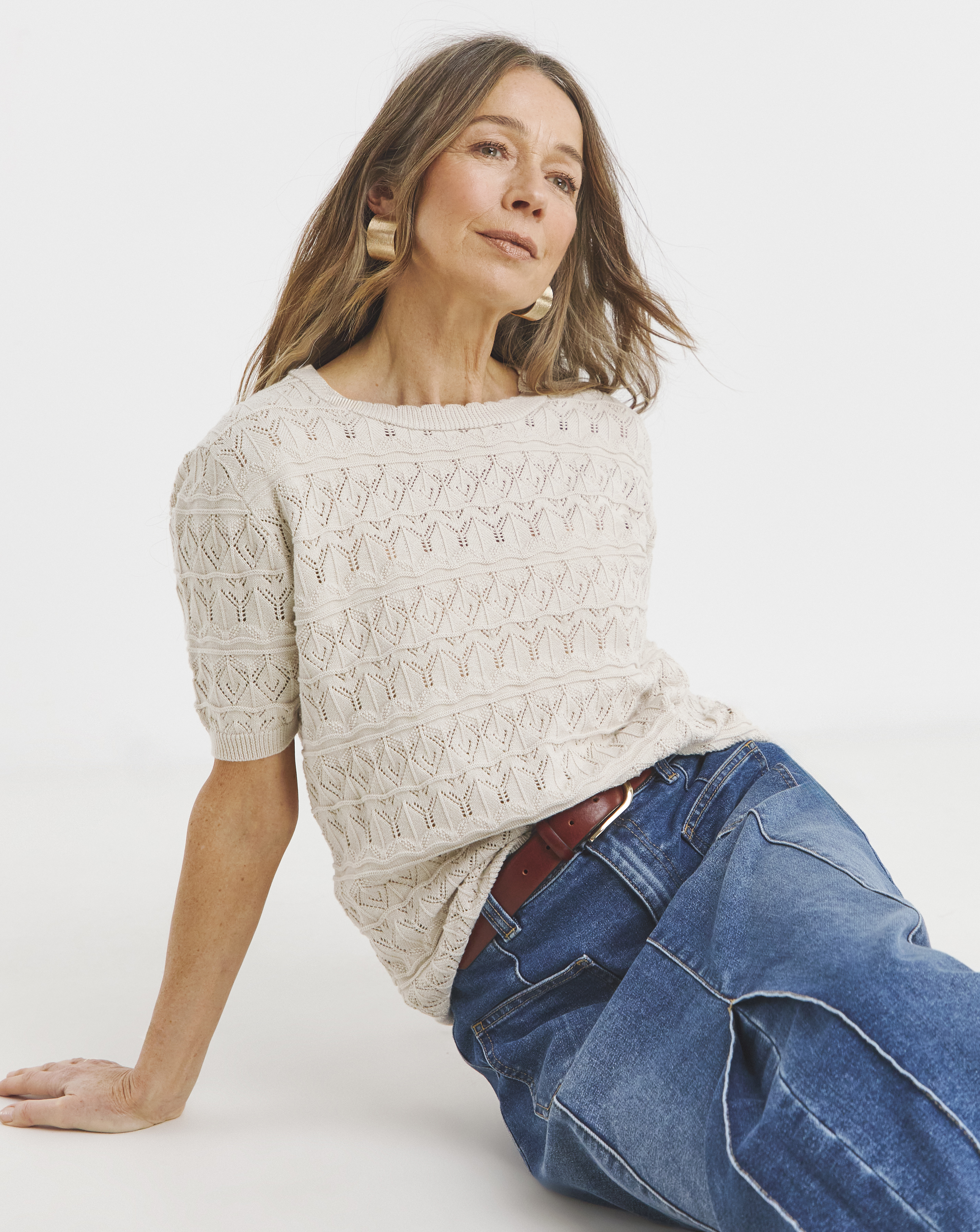 CROCHET SHORT SLEEVE JUMPER