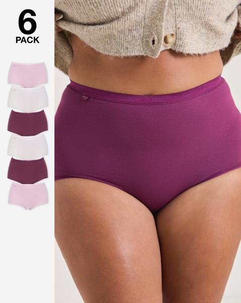 Sloggi 6Pk Basic Maxi Briefs Plum Multi