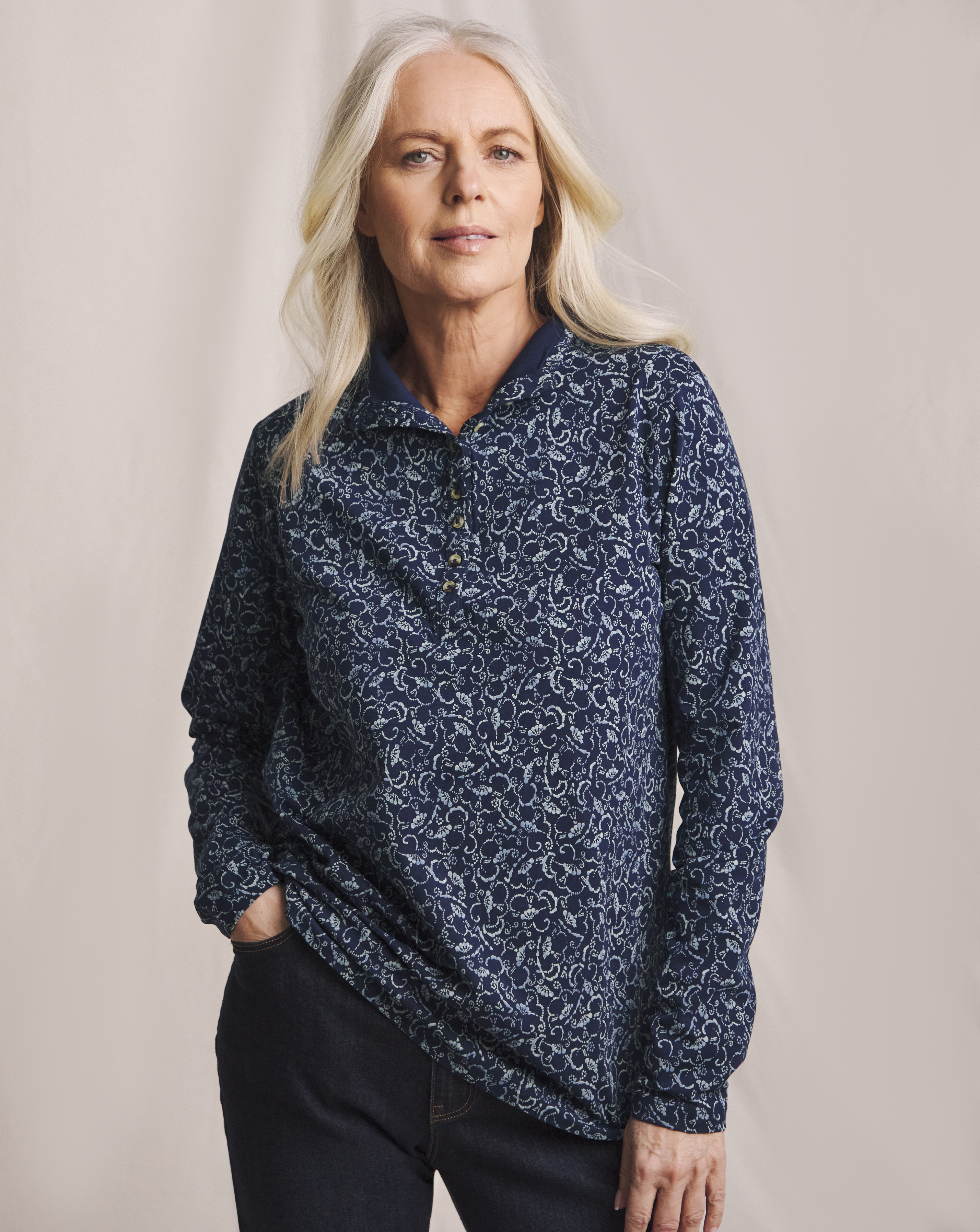 Julipa Button Funnel Neck Jersey Top