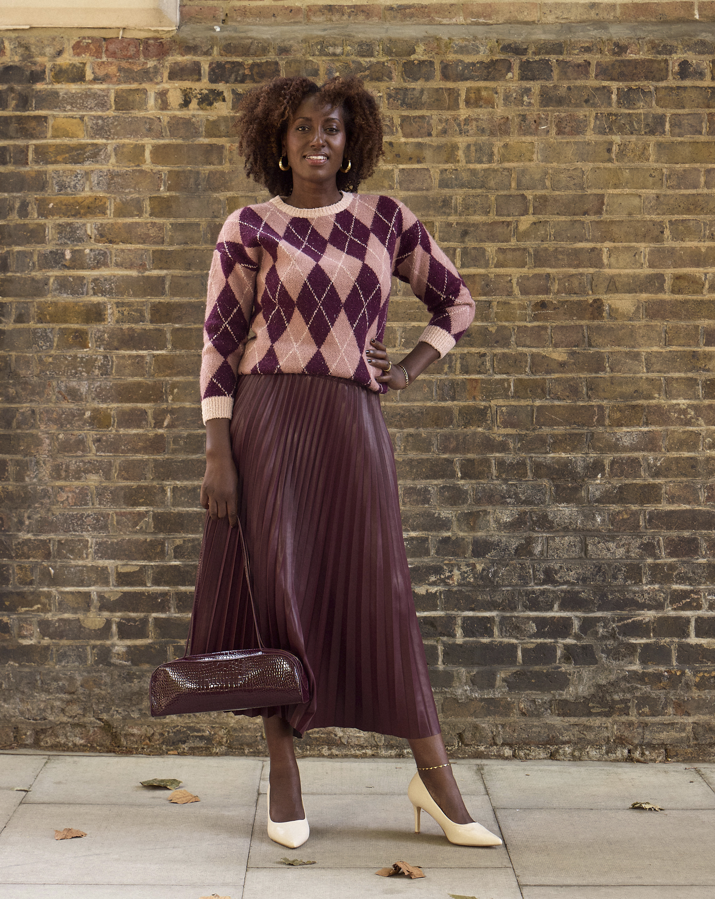 PU Pleated Midi Skirt