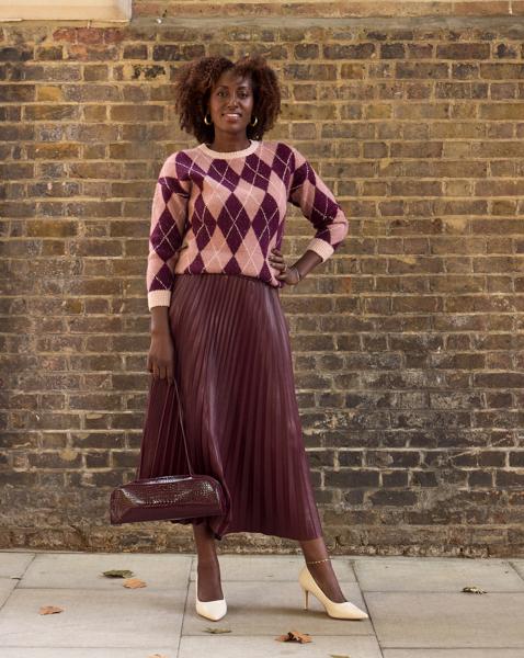 PU Pleated Midi Skirt