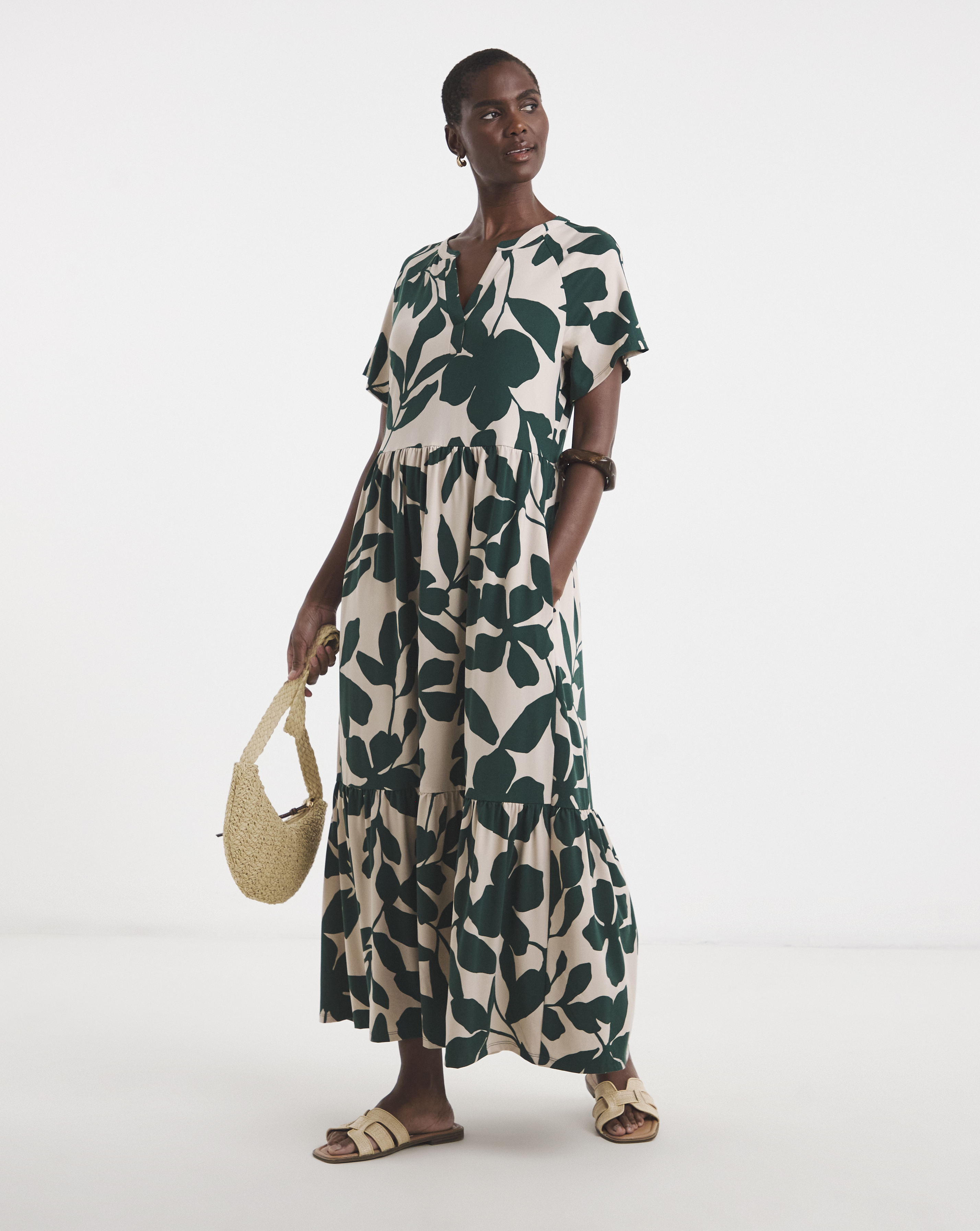 Jersey Notch Neck Maxi Dress
