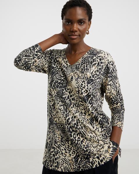 V Neck Split Hem Slouch T-Shirt