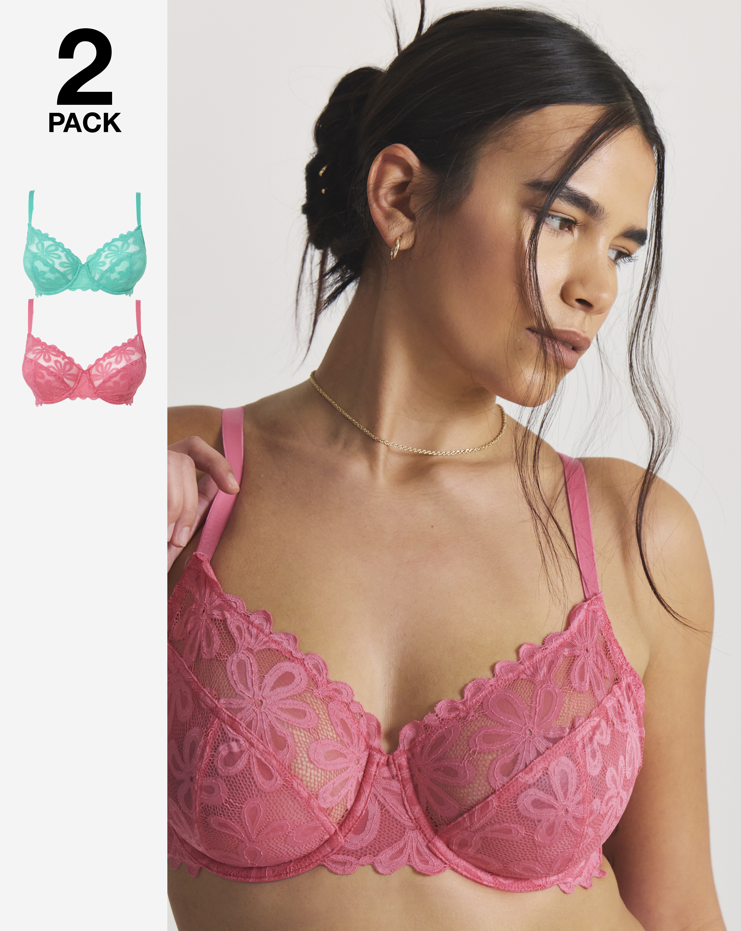 2 Pack Daisy Lace Full Cup Bras