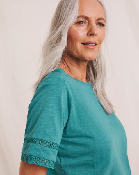 Julipa Lace Trim Pure Cotton T-Shirt