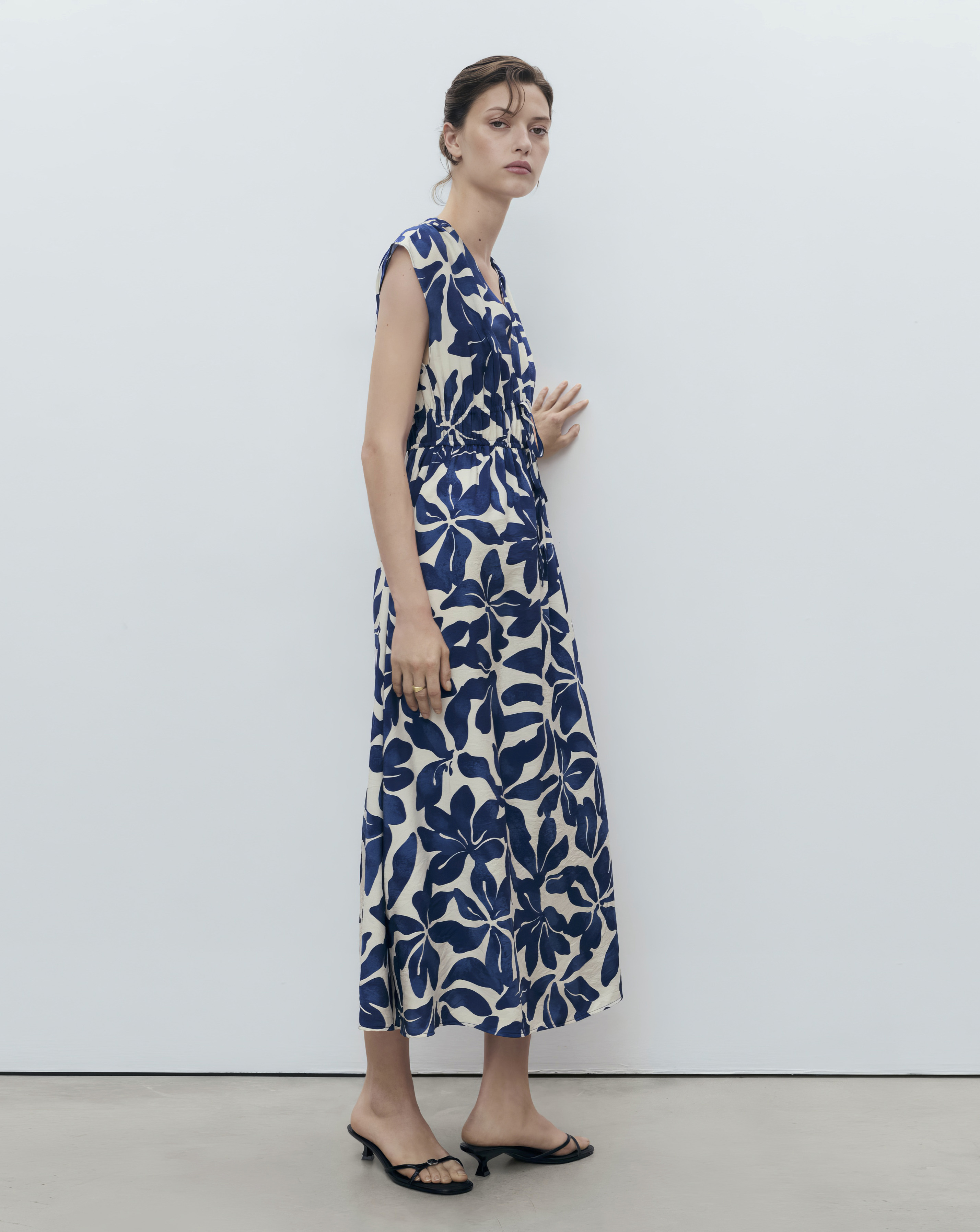Mango Sleeveless V Neck Midi Dress