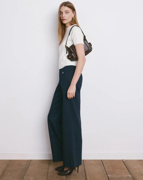 Mango Wide Leg Trouser Button Detail