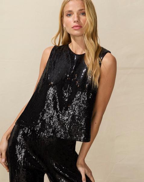 Ro&Zo Liquid Sequin Shell Top
