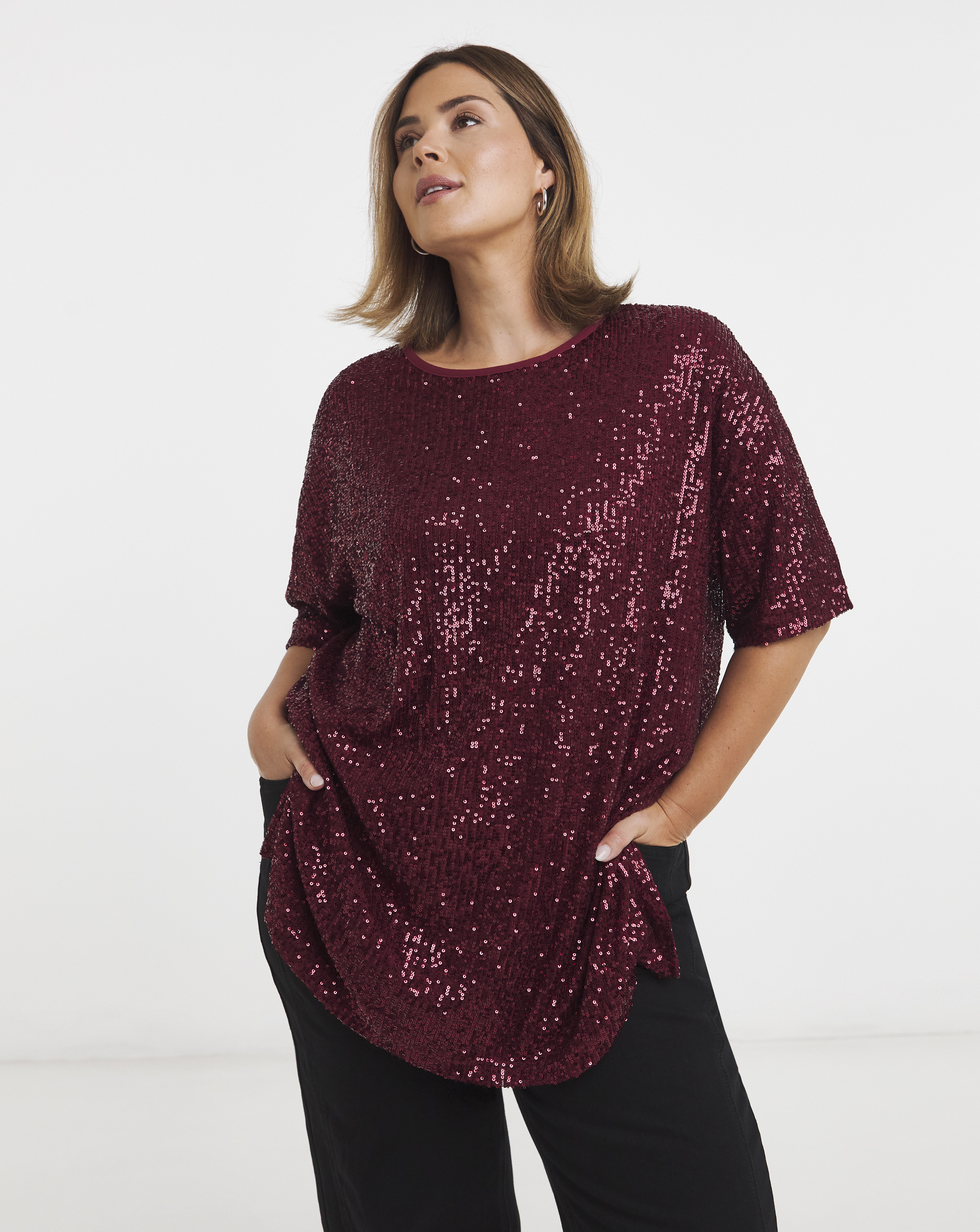 Linear Sequin Oversized T-Shirt