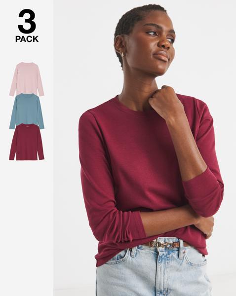 3 Pack Crew Neck Long Sleeve T-shirts