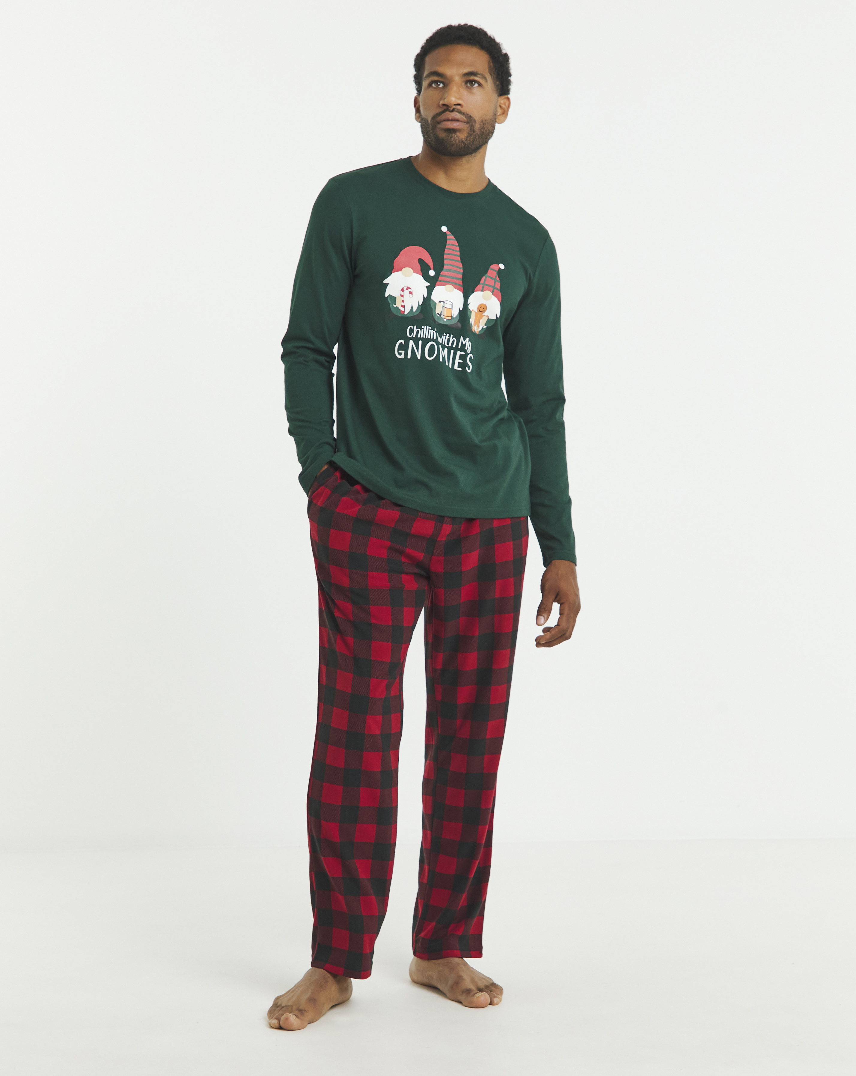 Christmas Gnomies Graphic Check Pyjamas