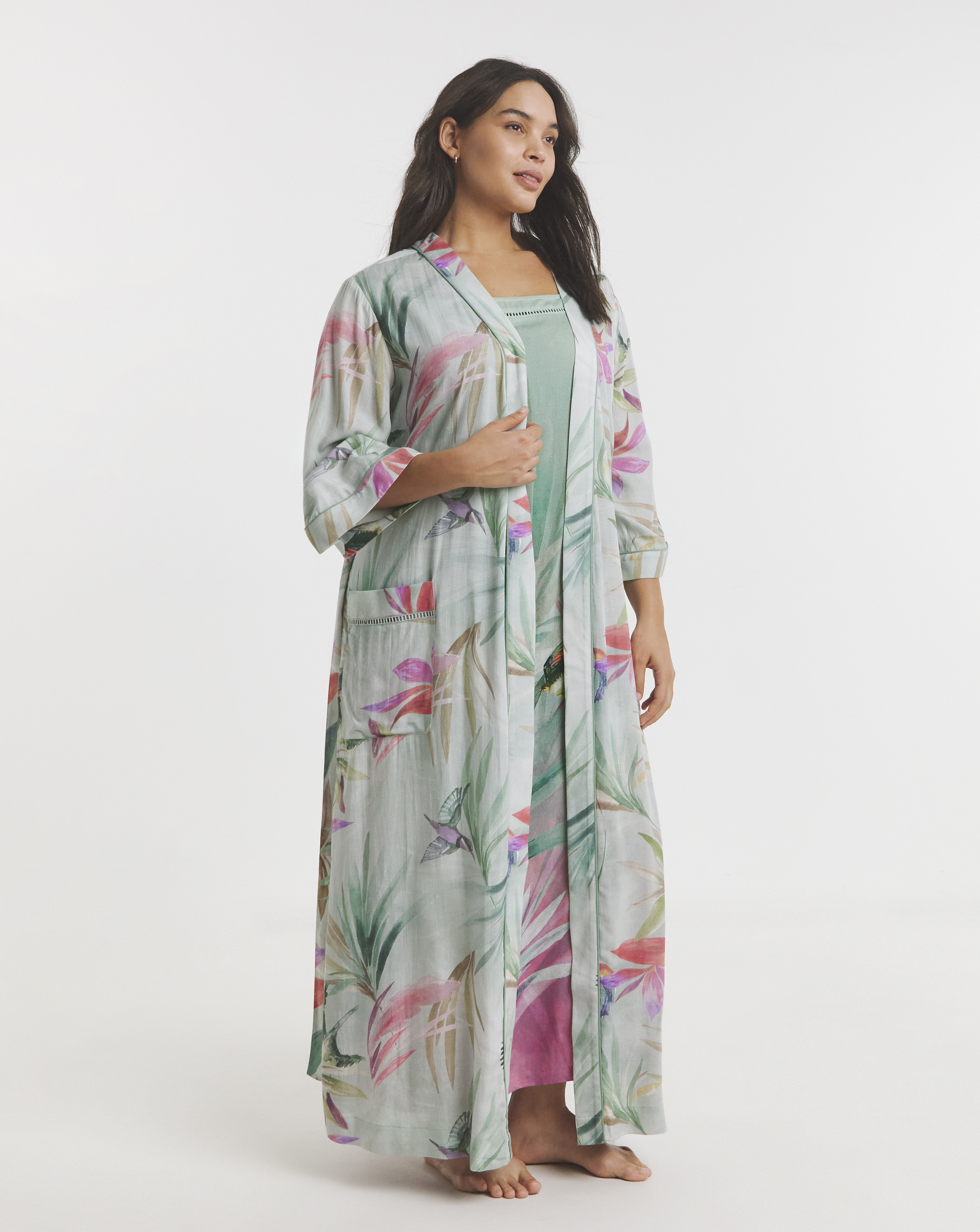 Viscose Linen Blend Midi Gown
