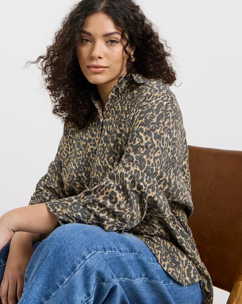 Simply Be Leopard Linen Mix Shirt