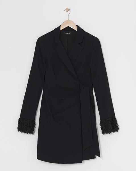 Bengaline Blazer Dress With Feather Cuff