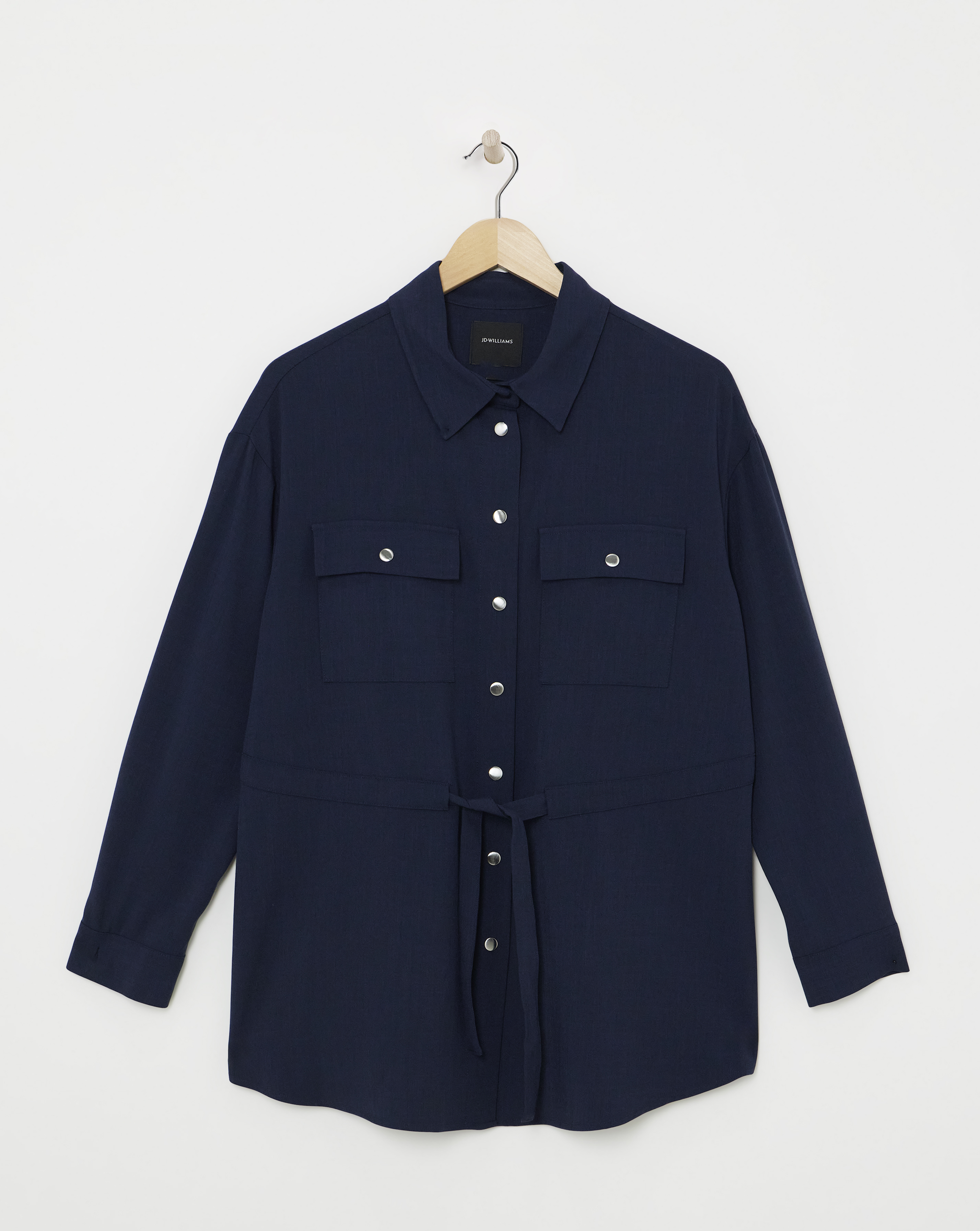 Deep Navy Tie Waist Overshirt