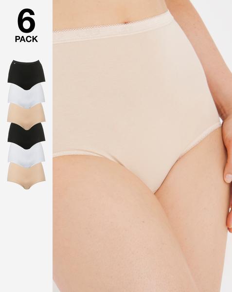 Sloggi 6Pk Basic Maxi Knicker Wht/Blk/Sk