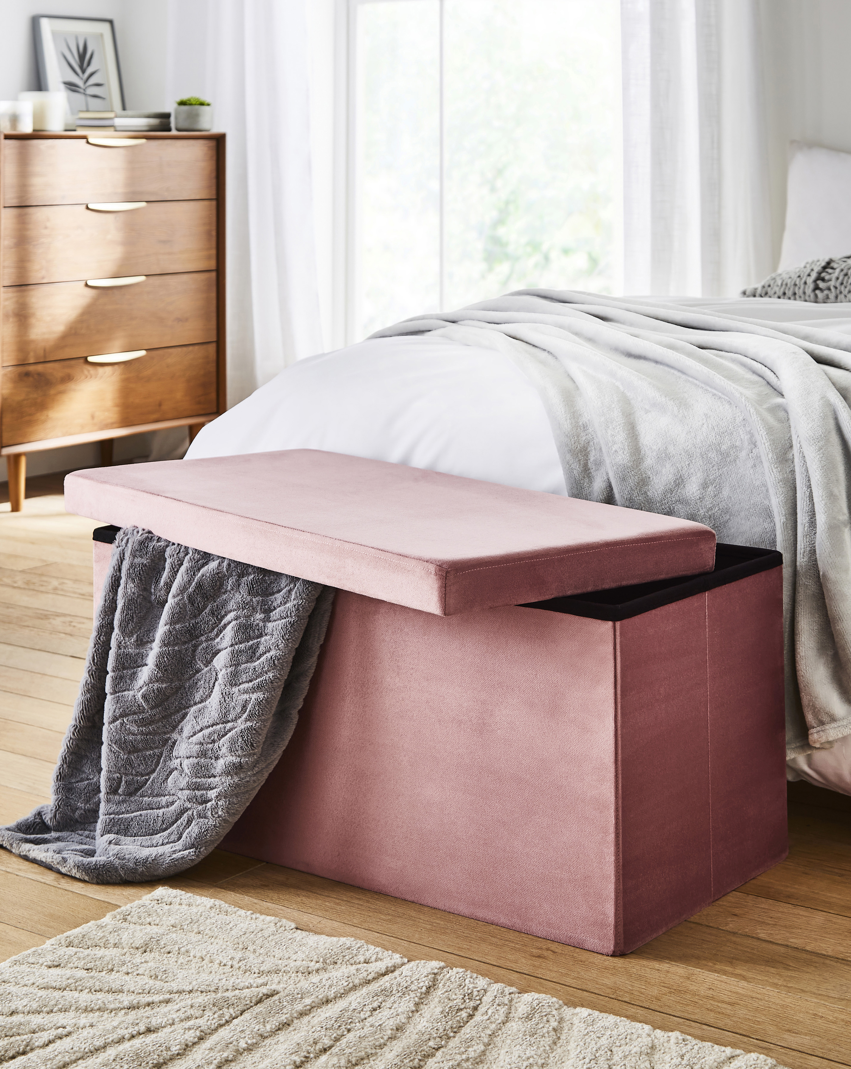 Velvet Foldable Storage Ottoman