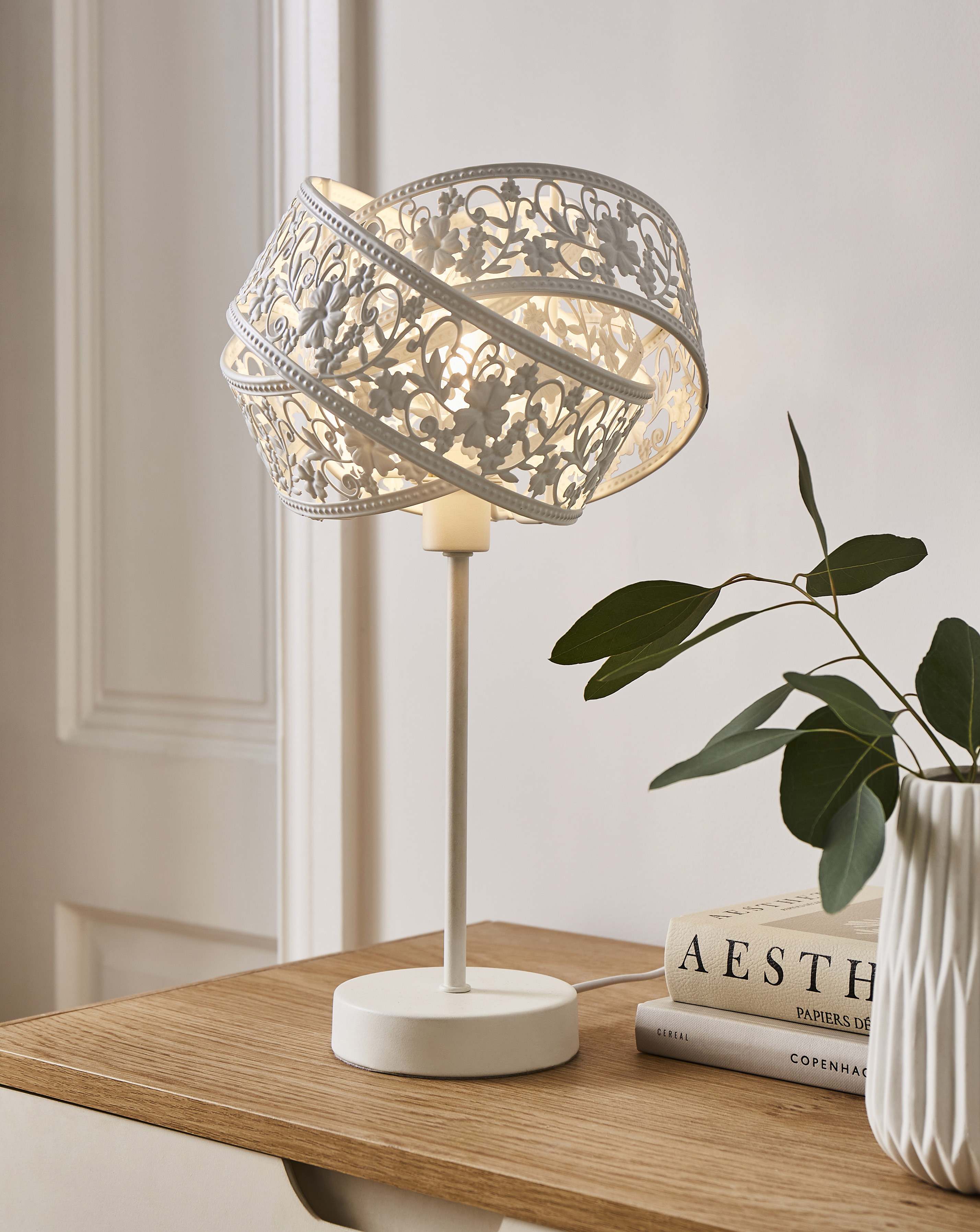 Matte White Fretwork Table Lamp