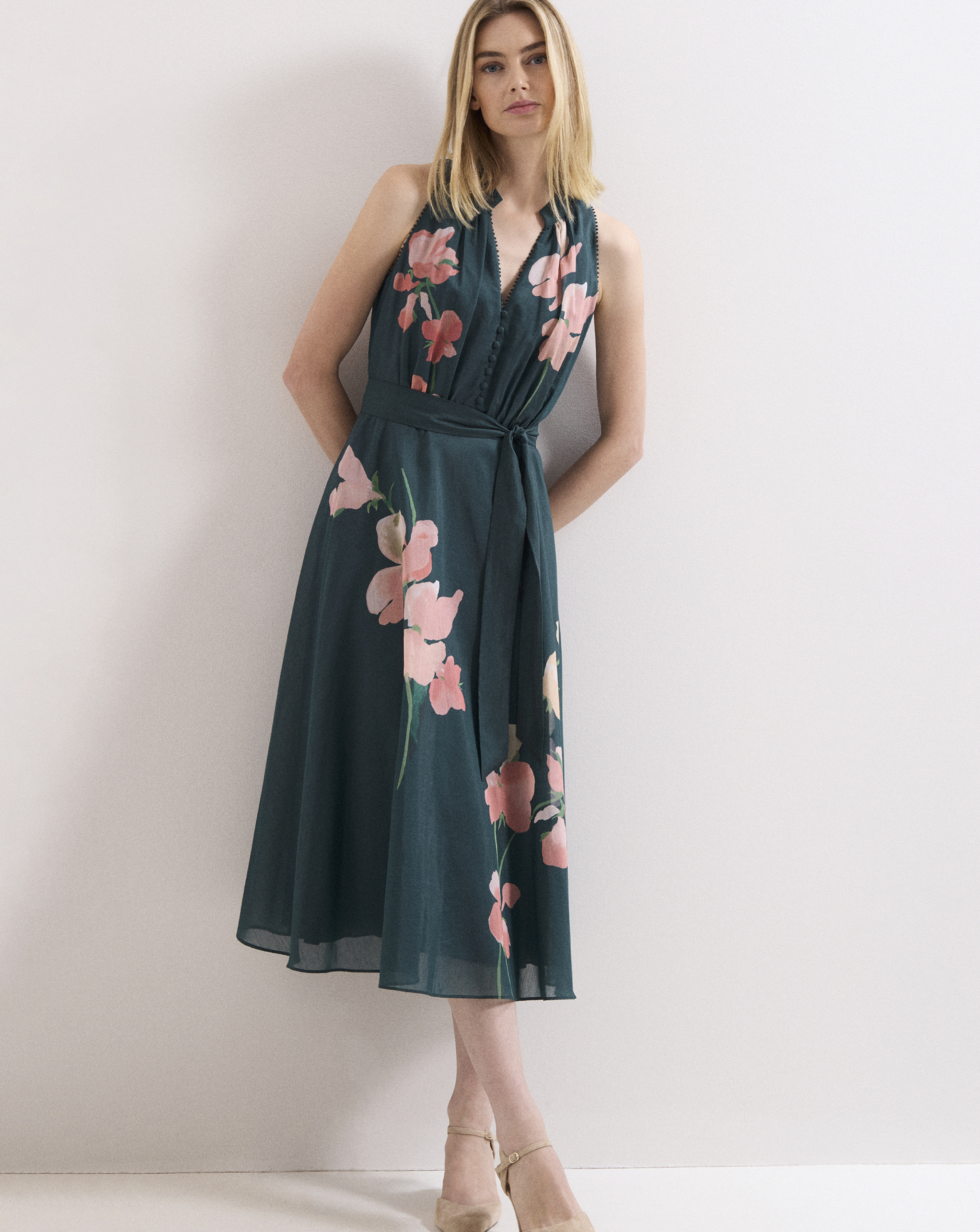 Phase Eight Lucinda Button Floral Dress