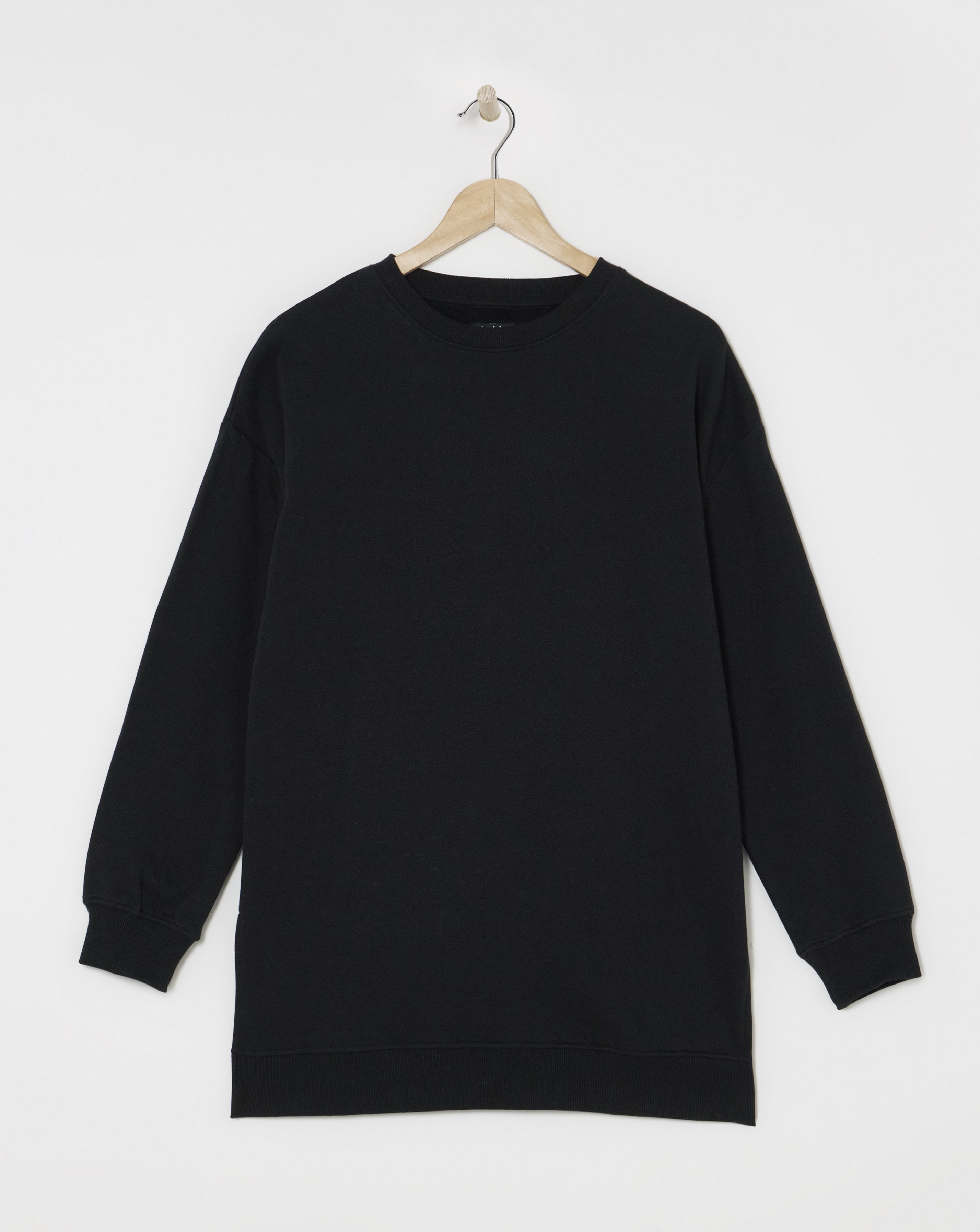 Basic Black Longline Sweatshirt Tunic