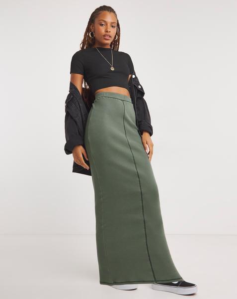 Overlocked Detail Tube Maxi Skirt
