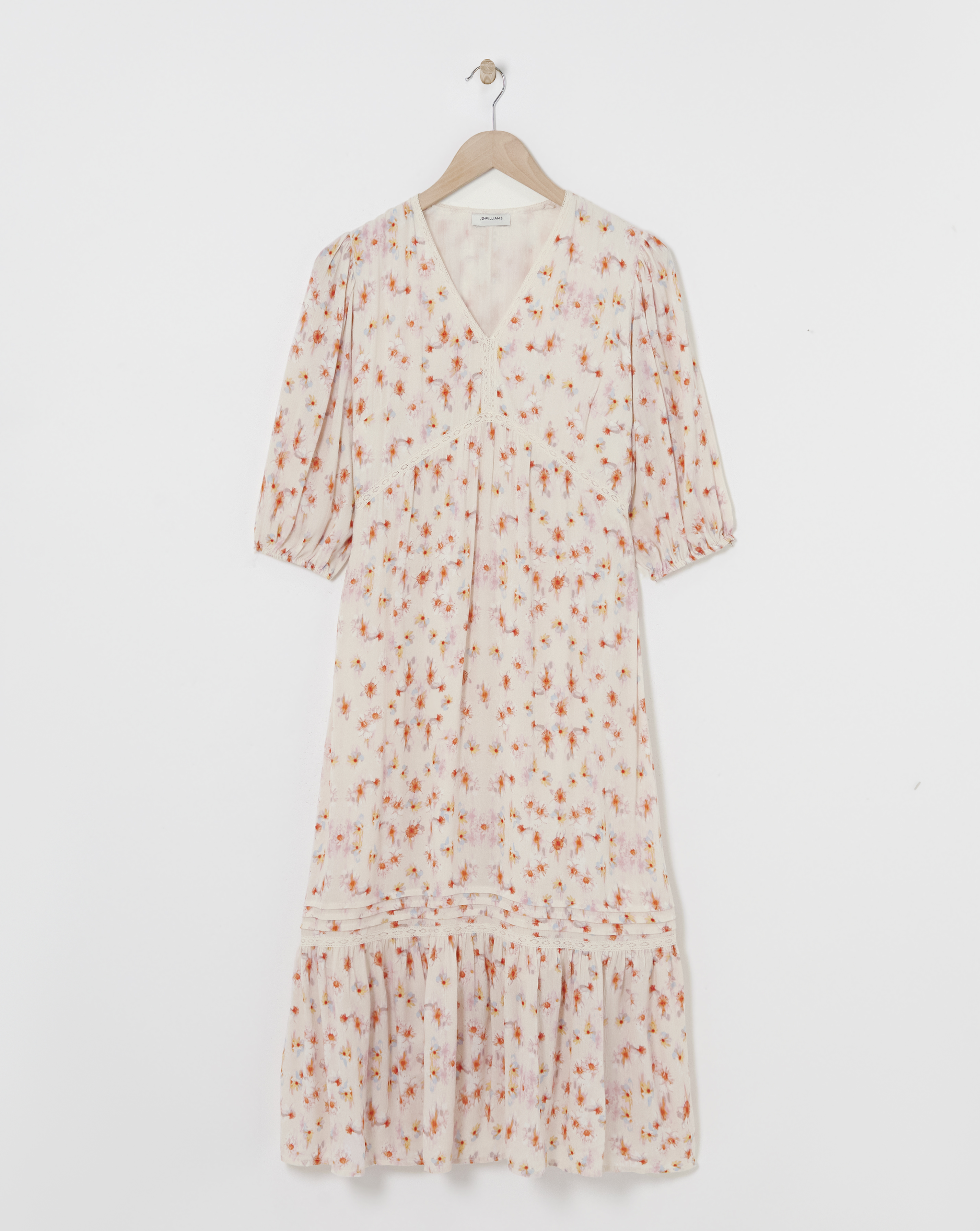 Crinkle Tea Dress With Crochet Trim