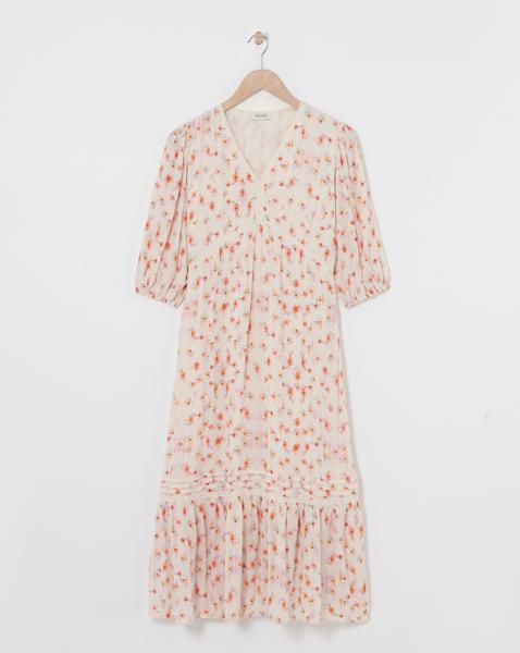 Crinkle Tea Dress With Crochet Trim