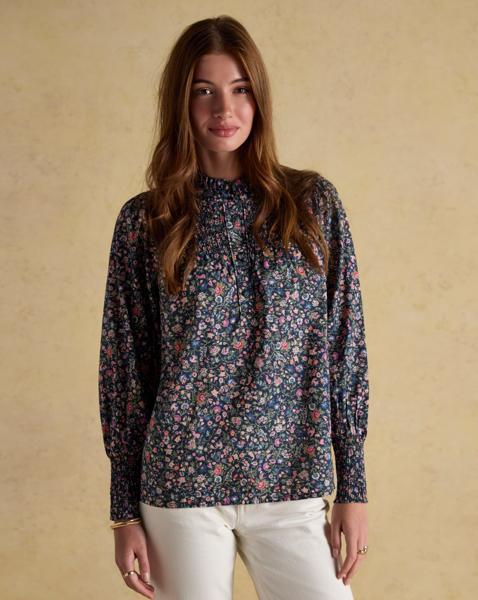 Joules Silvia Frill Neck Smocked Blouse
