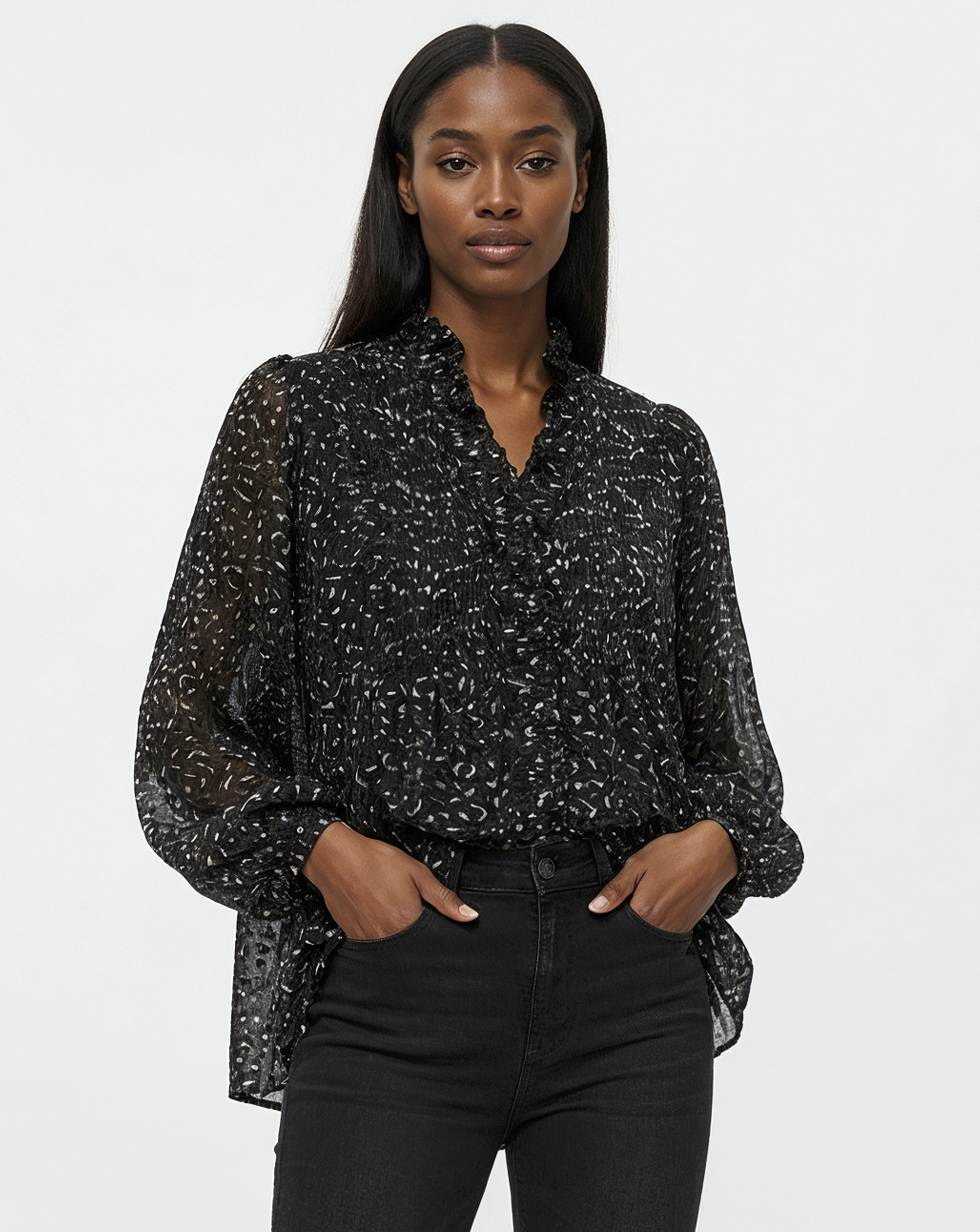 Religion Pleated Ruffle Shirt