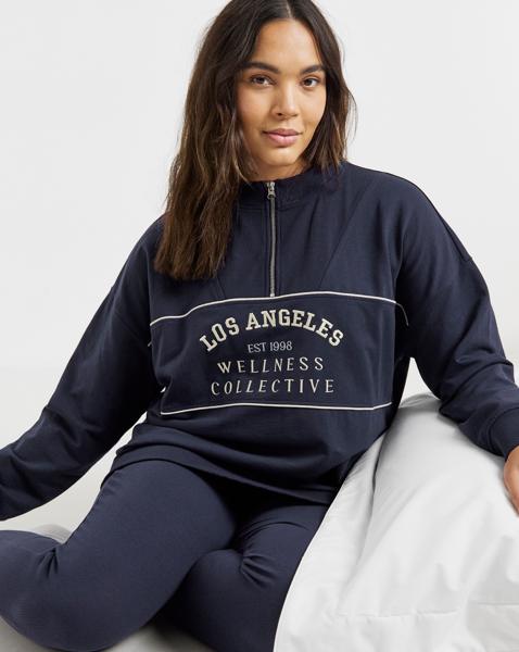 Simply Be Quarter Zip Varsity Legging Lounge Set