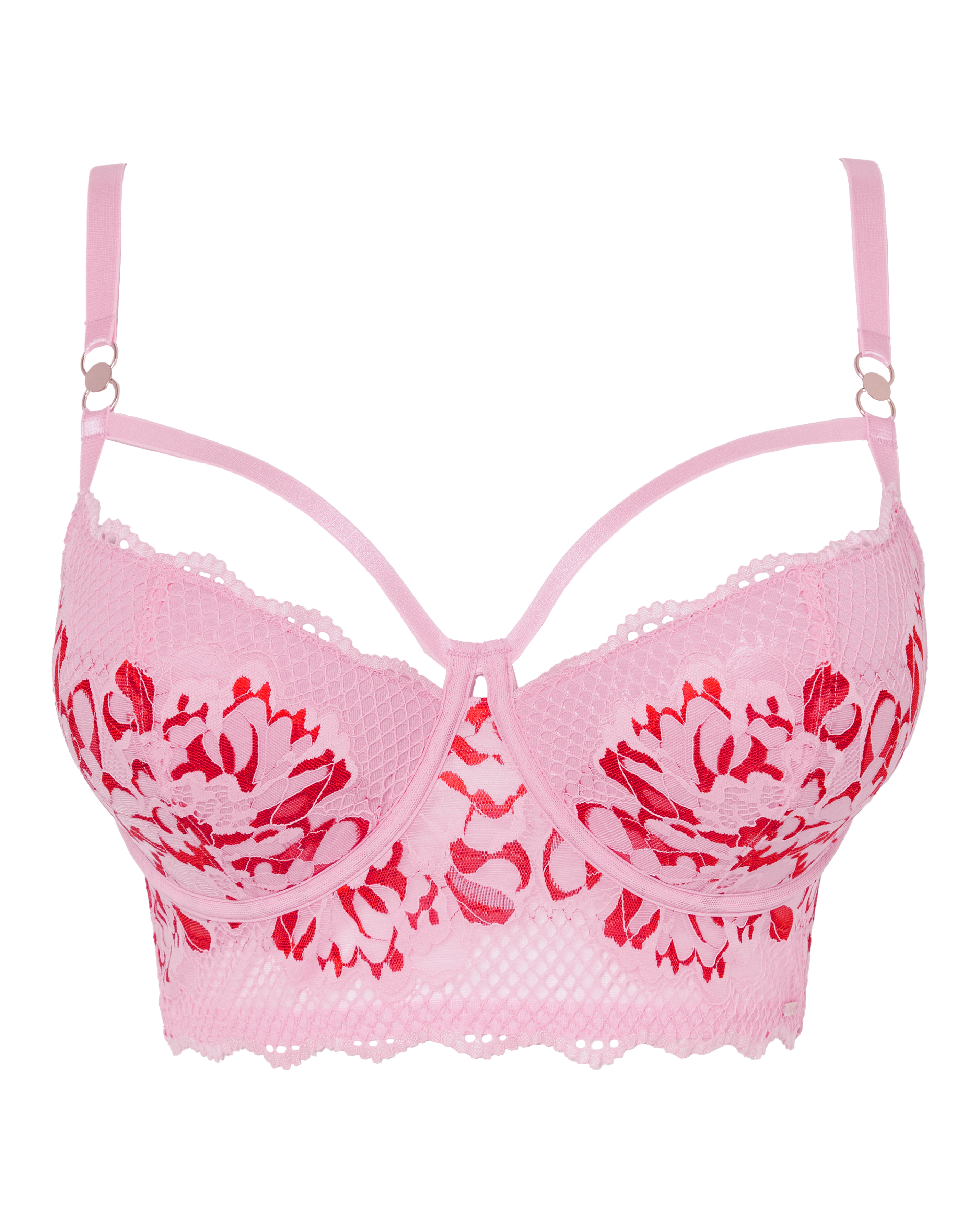 Figleaves Plus Size Amore Padded Balcony Bra In Pink | UK Size 44B Women's