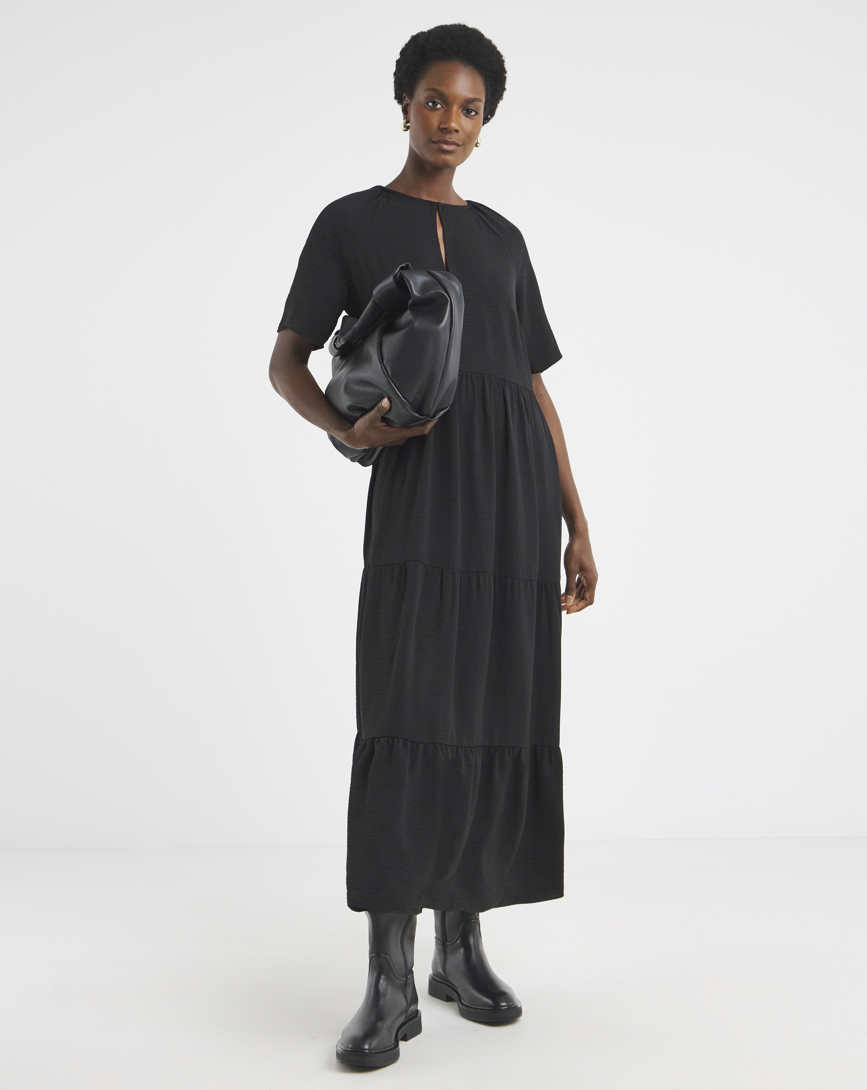 Short Sleeve Smock Maxi Dress