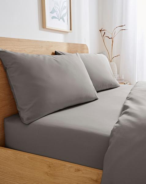 Non Iron Plain Dye 30cm Fitted Sheet - Charcoal