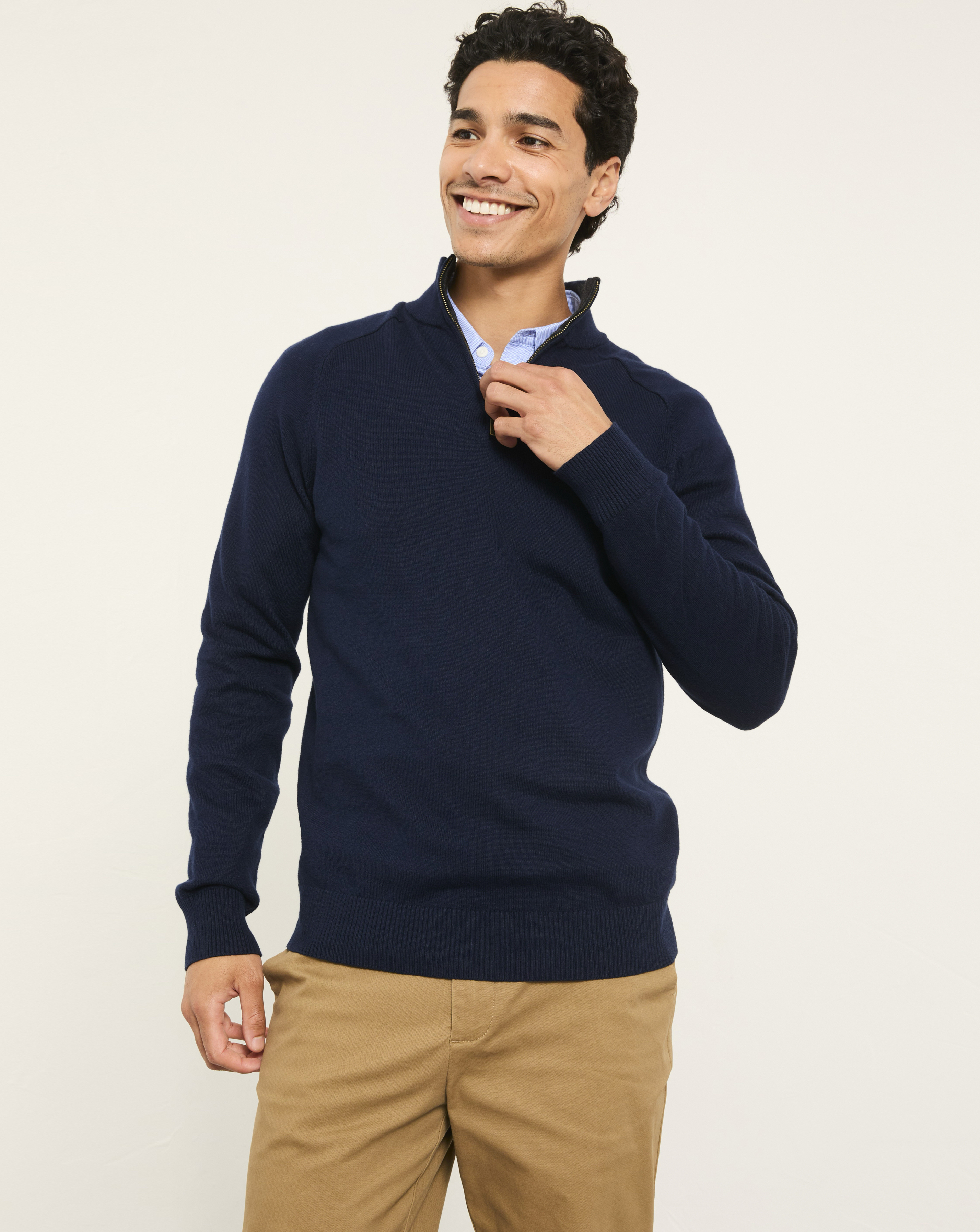 FatFace Rye 1/2 Neck Jumper - Navy