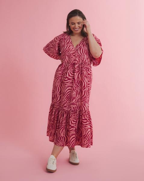 Zebra Print Wrap Midi Dress