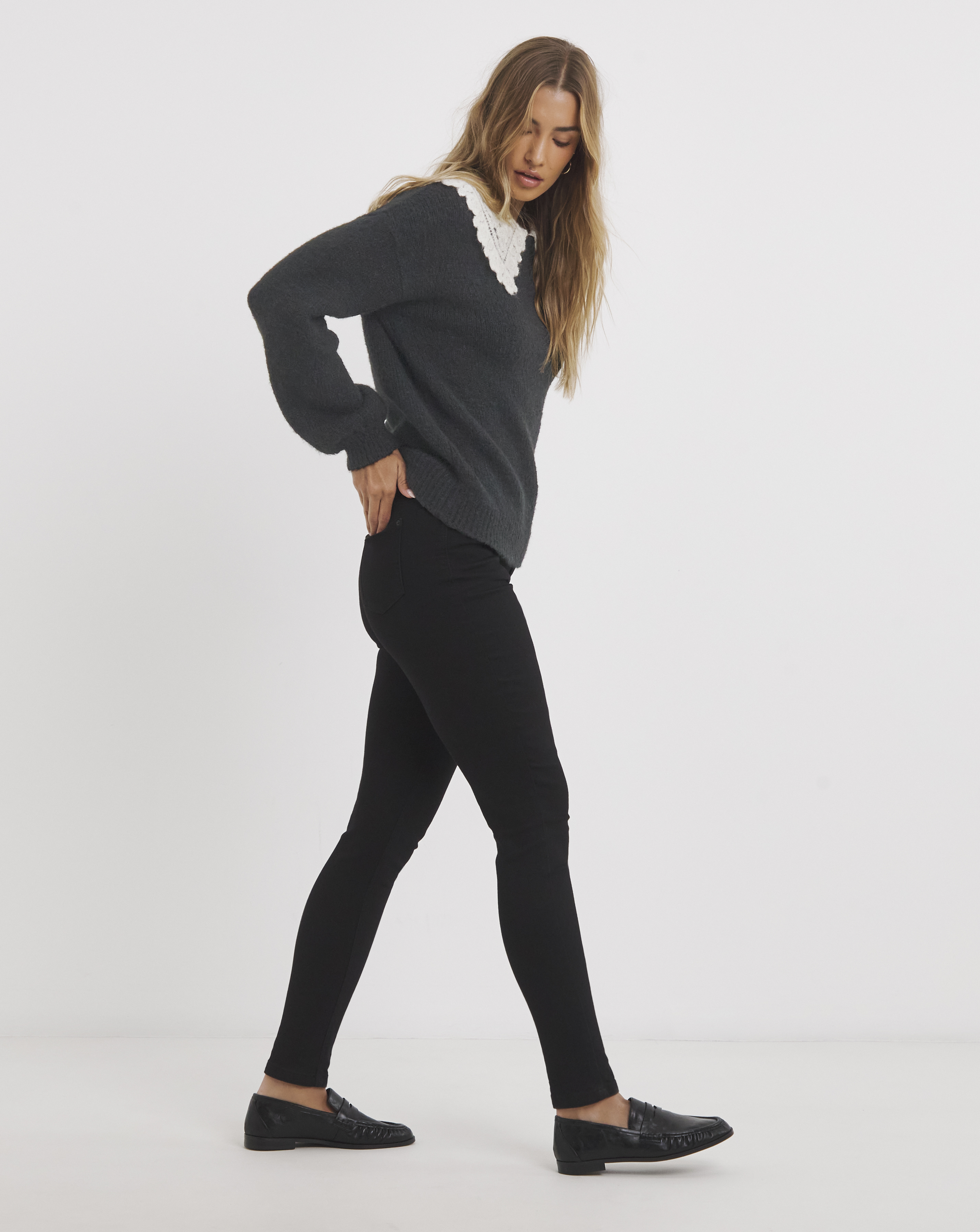 Super Stretch Denim Black Skinny Jeans