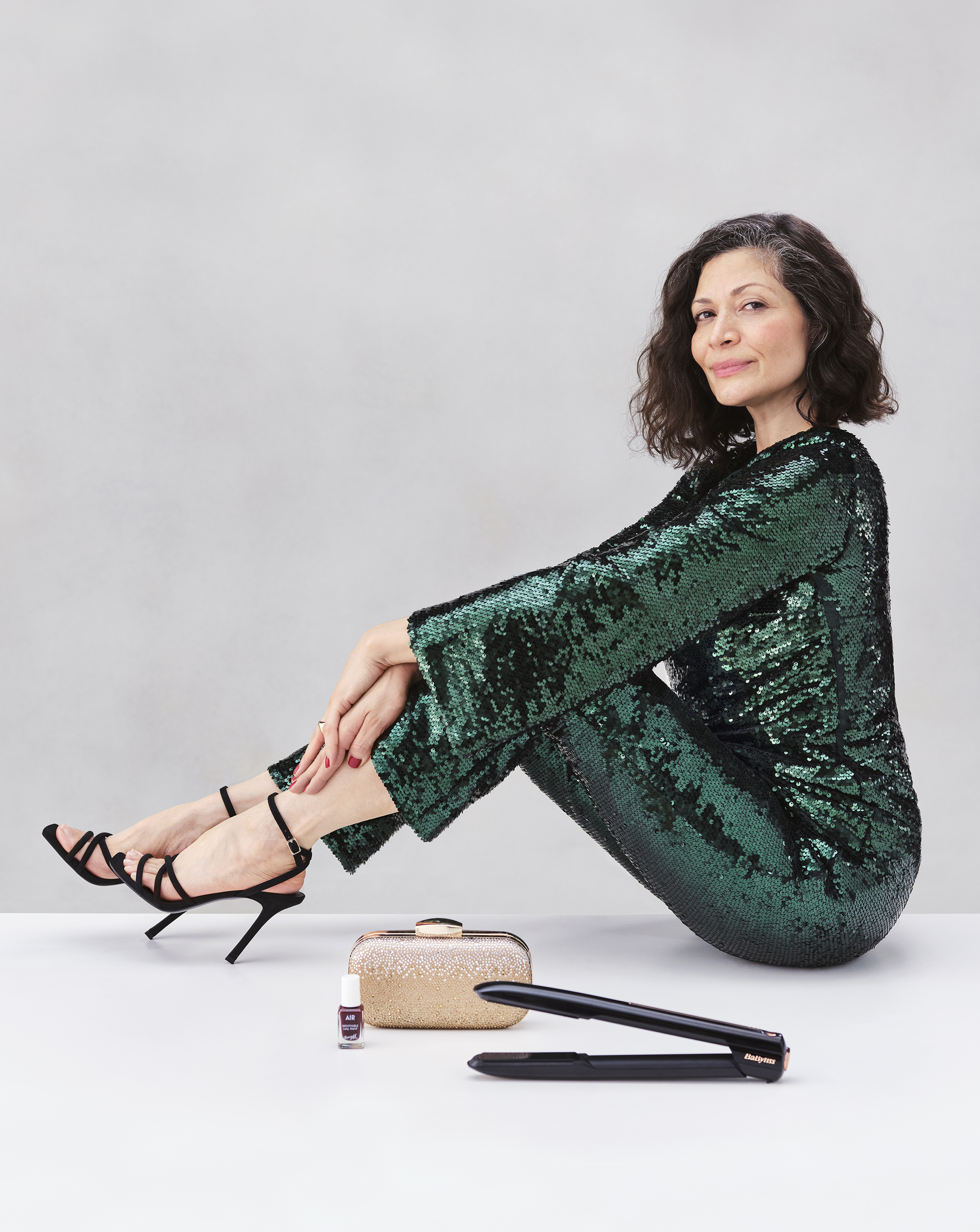 Green Sequin Straight Leg Trouser
