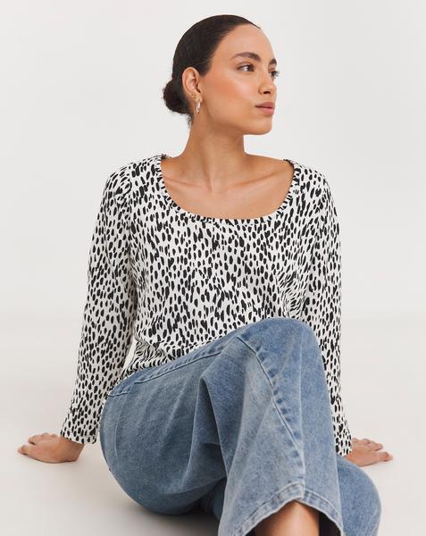 Value Cotton Long Sleeve Square Neck Top