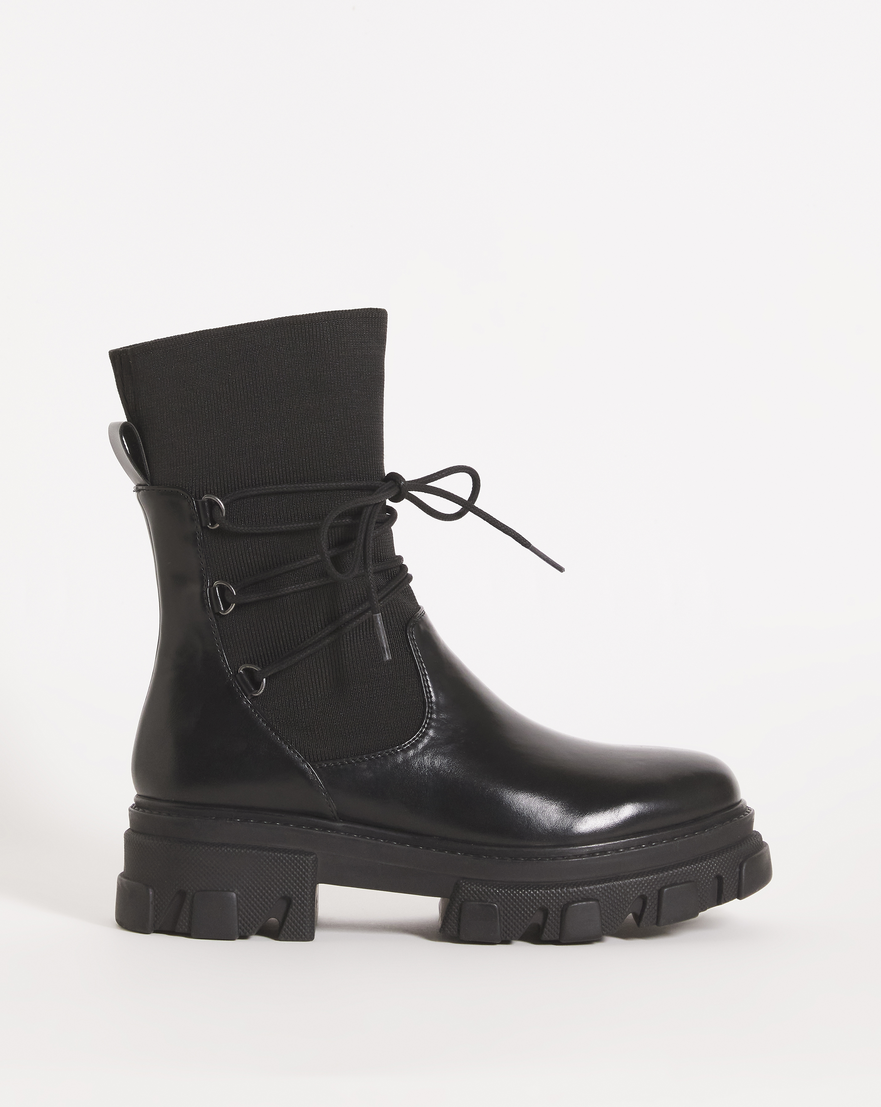 Lace Wrap Chunky Boots Ex Wide