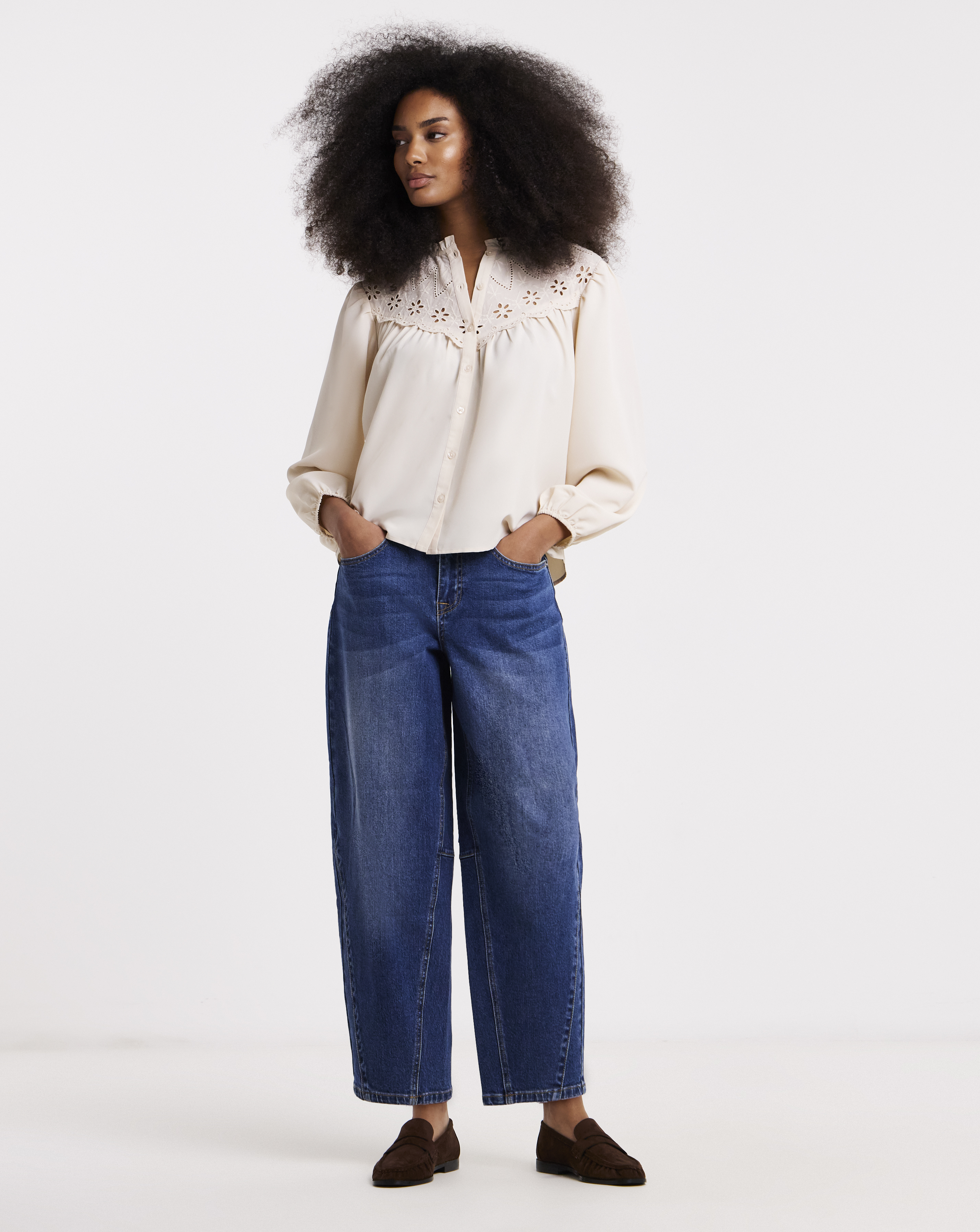 Mid Wash Cropped Tapered Jeans