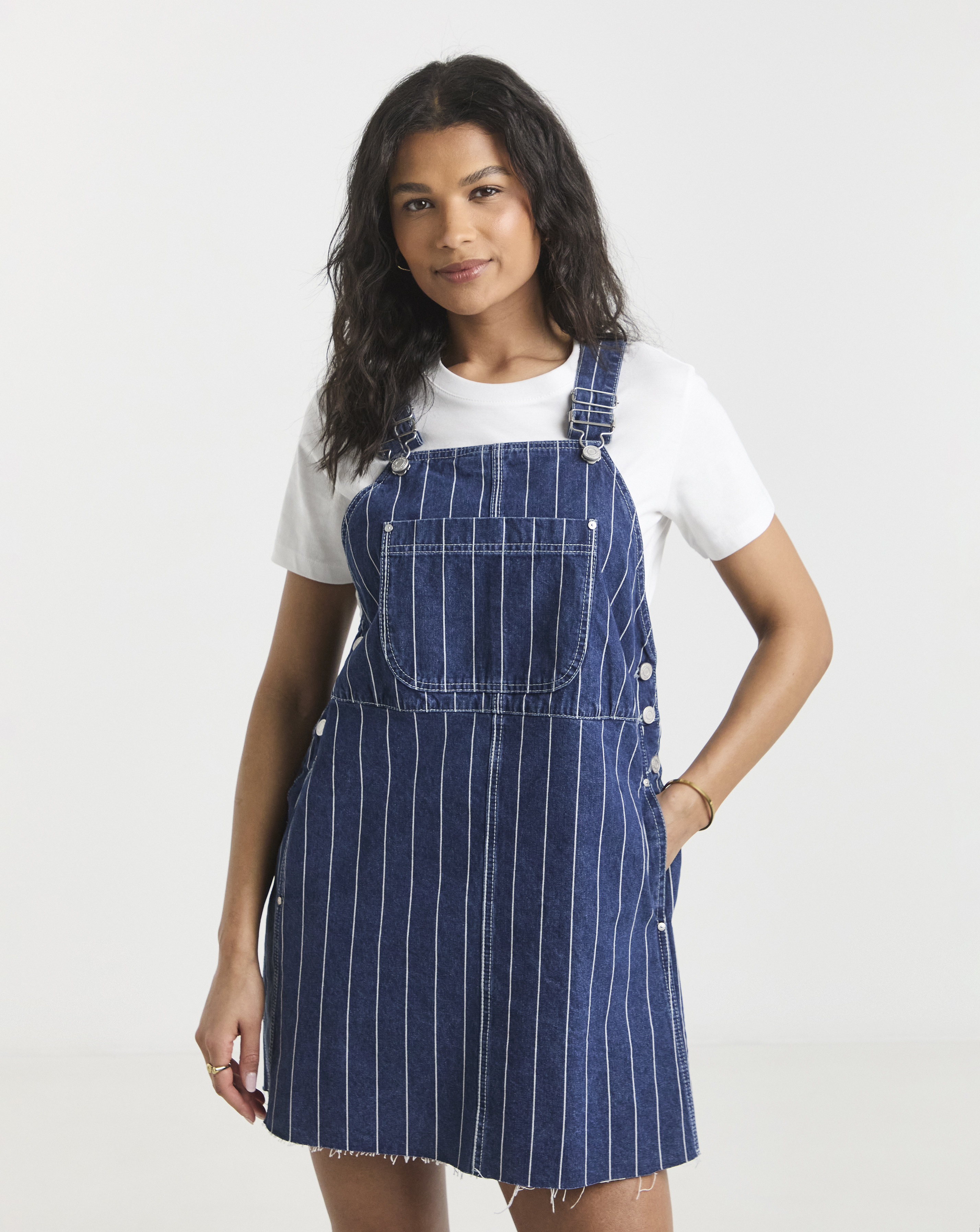 Simply Be Striped Dungaree Mini Dress