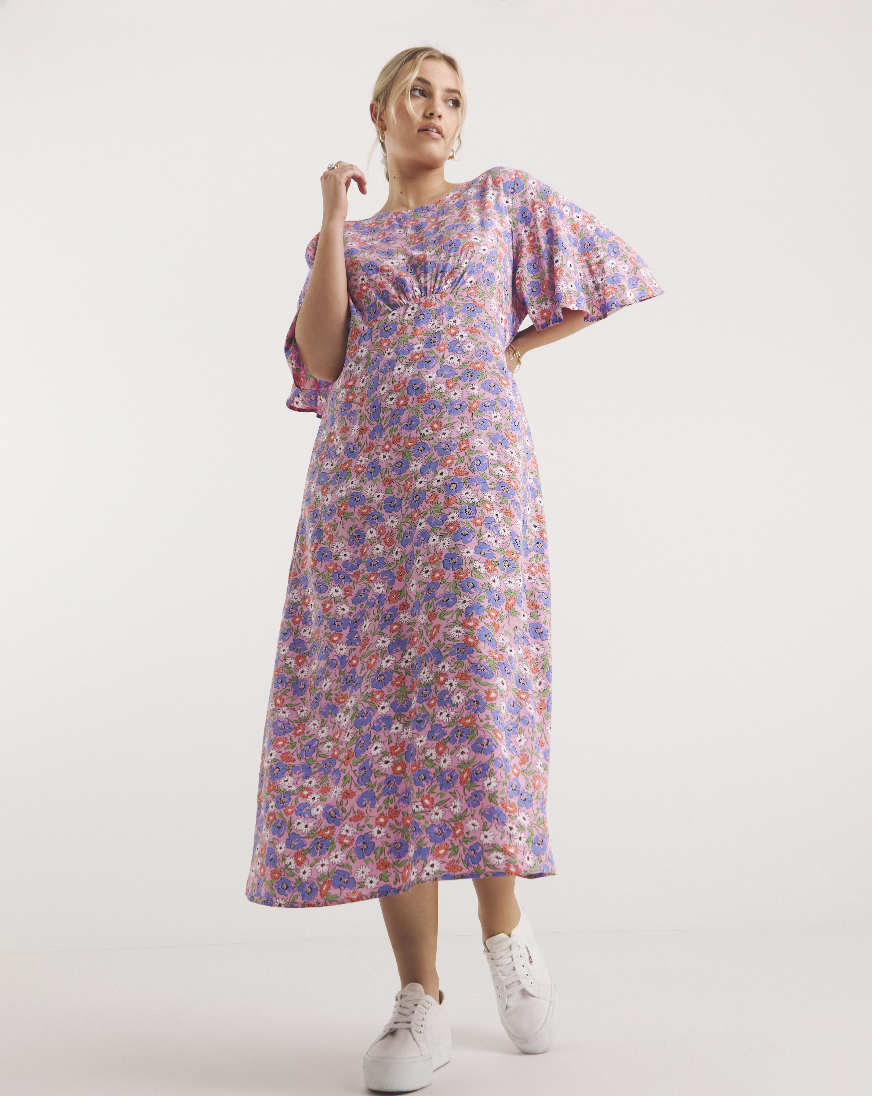Pink - Women's - Nobody's Child Eva Floral Midi Dress - Size 10
