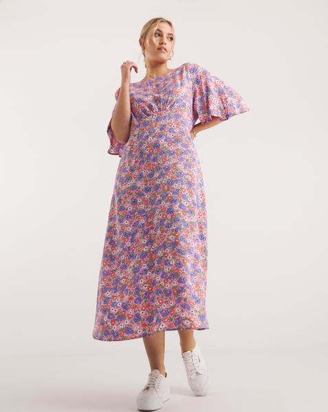 Pink - Women's - Nobody's Child Eva Floral Midi Dress - Size 10