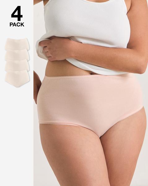 Pretty Secrets 4 Pack Value Full Fit Briefs In Blush | UK Size 32/34 Women's