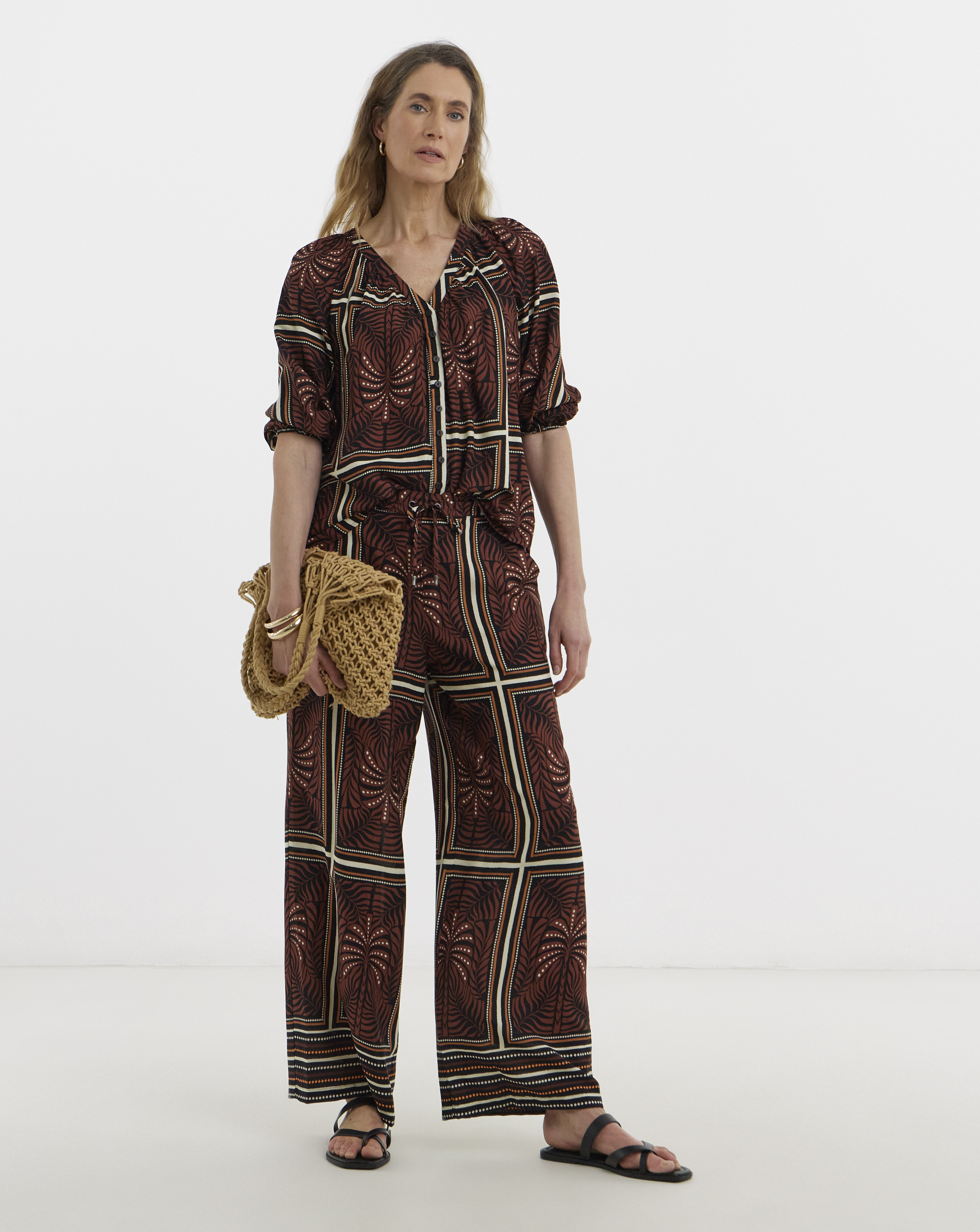 Spun Viscose Wide Leg Trouser