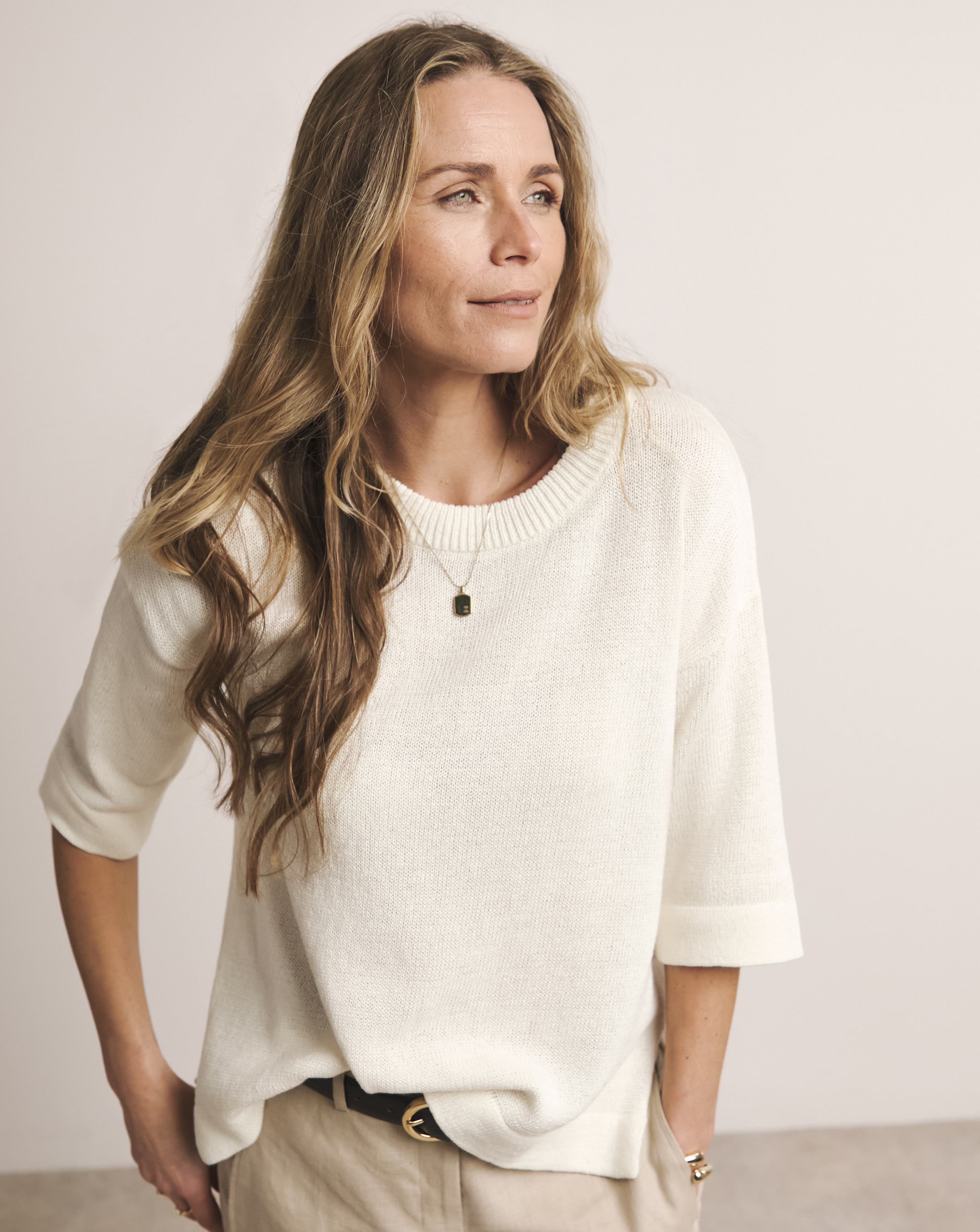 LOOSE STITCH LINEN BOXY SHORT SLEEVE