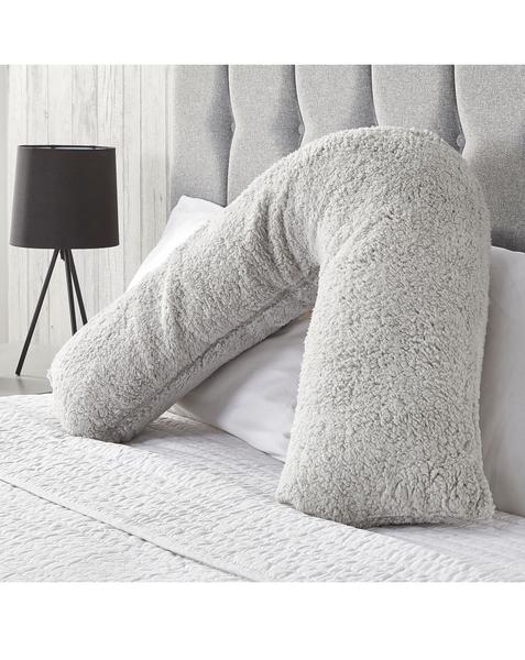 Huggleland Fluffy Fleece Teddy V Pillow - Grey